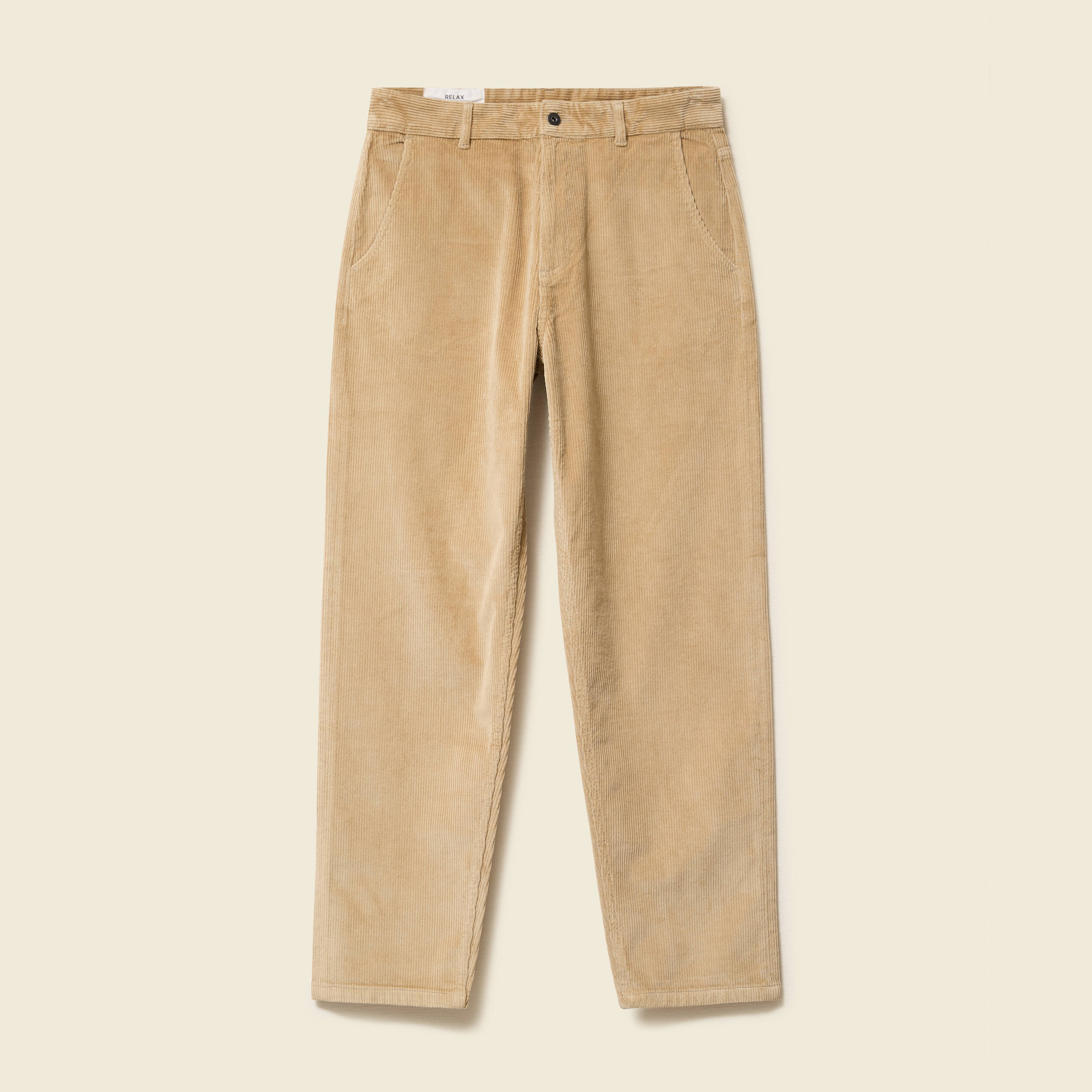 Pantalon droit en velours longueur 32 beige homme