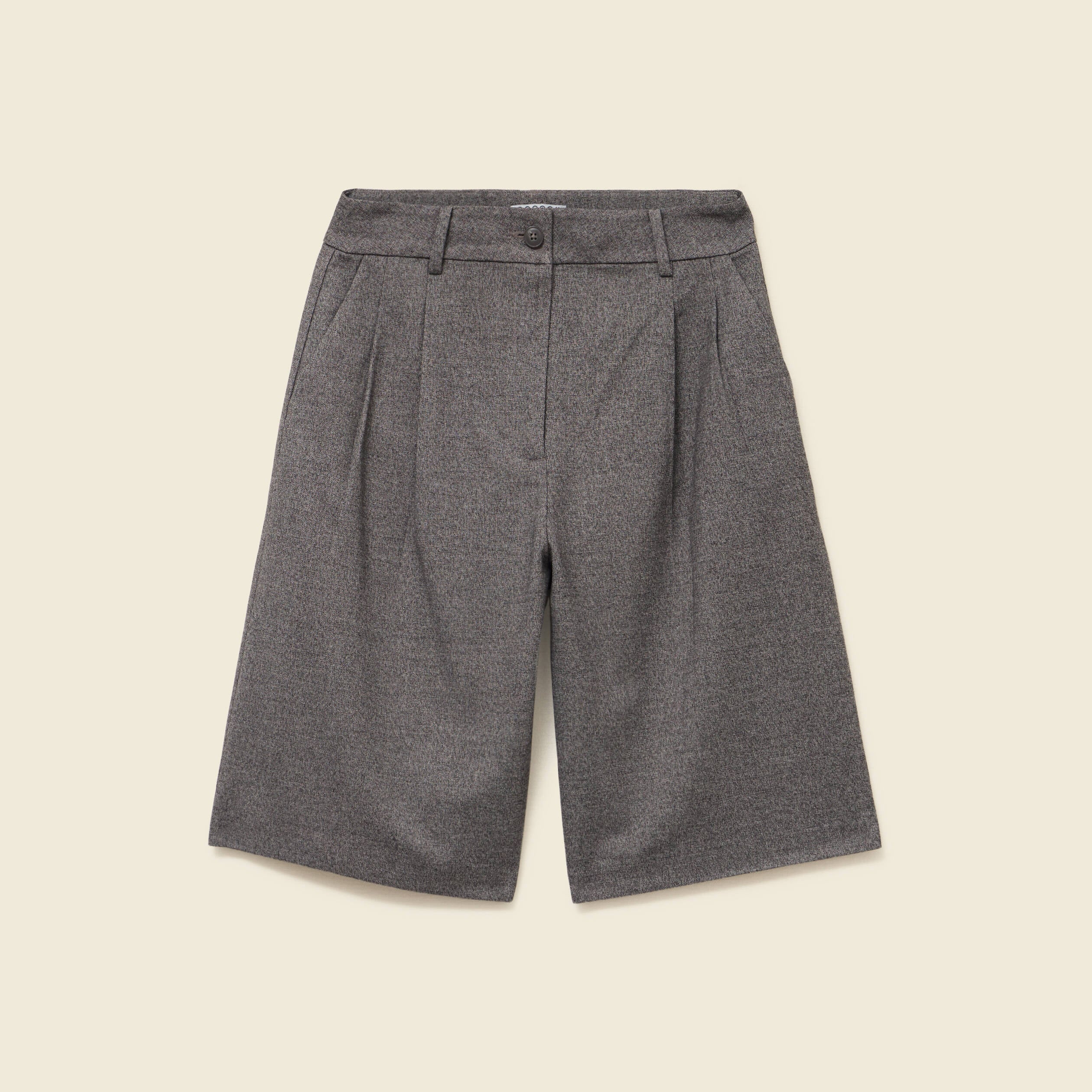 Bermuda large taille haute gris femme