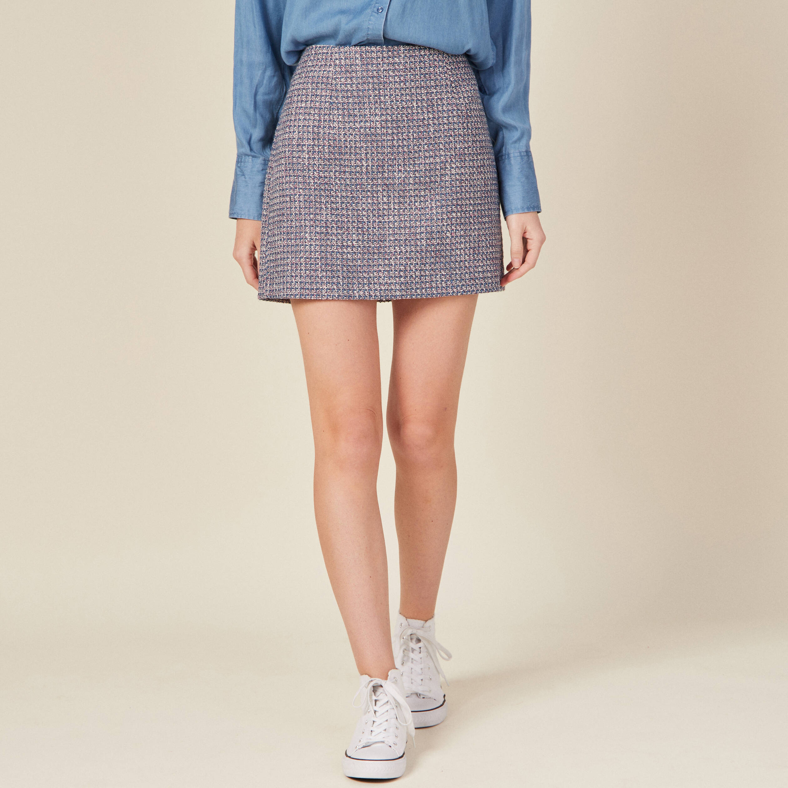 jupe trapeze bleu lavande femme Jupe trapèze bleu lavande femme