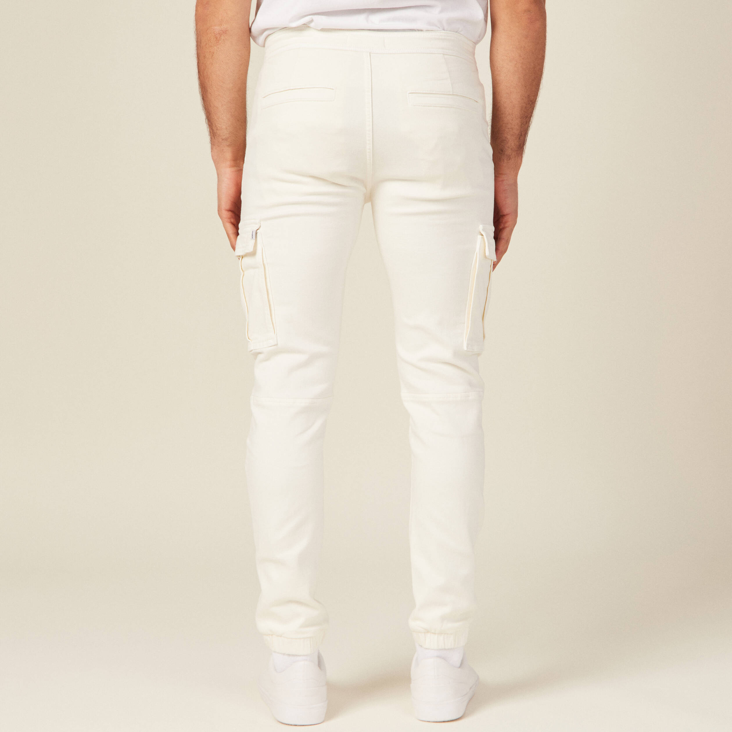 pantalon battle bas resserre ecru homme Pantalon battle bas resserré ecru homme