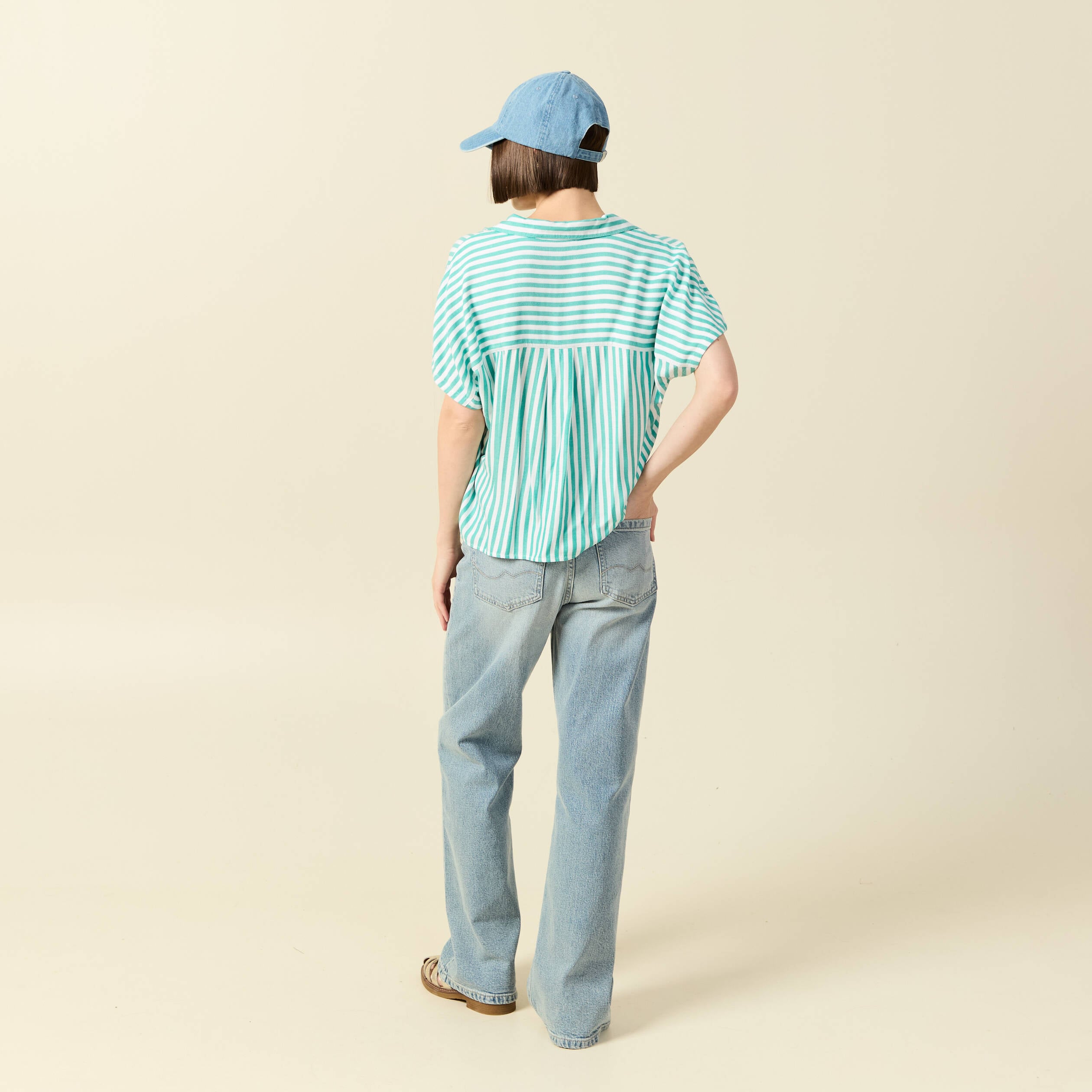 Chemise manches 3/4 vert turquoise femme