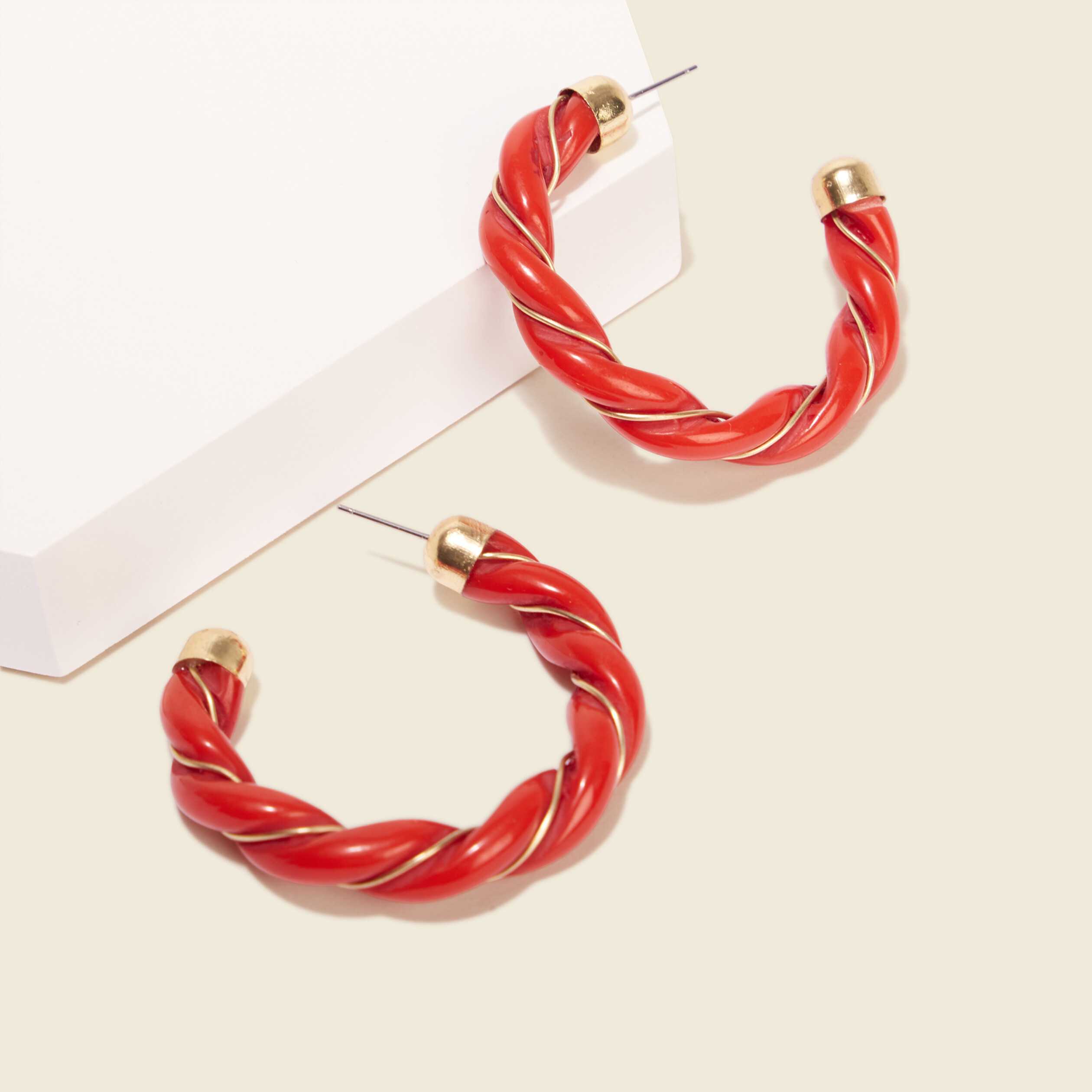 Boucles d'oreilles créoles rouge foncé femme