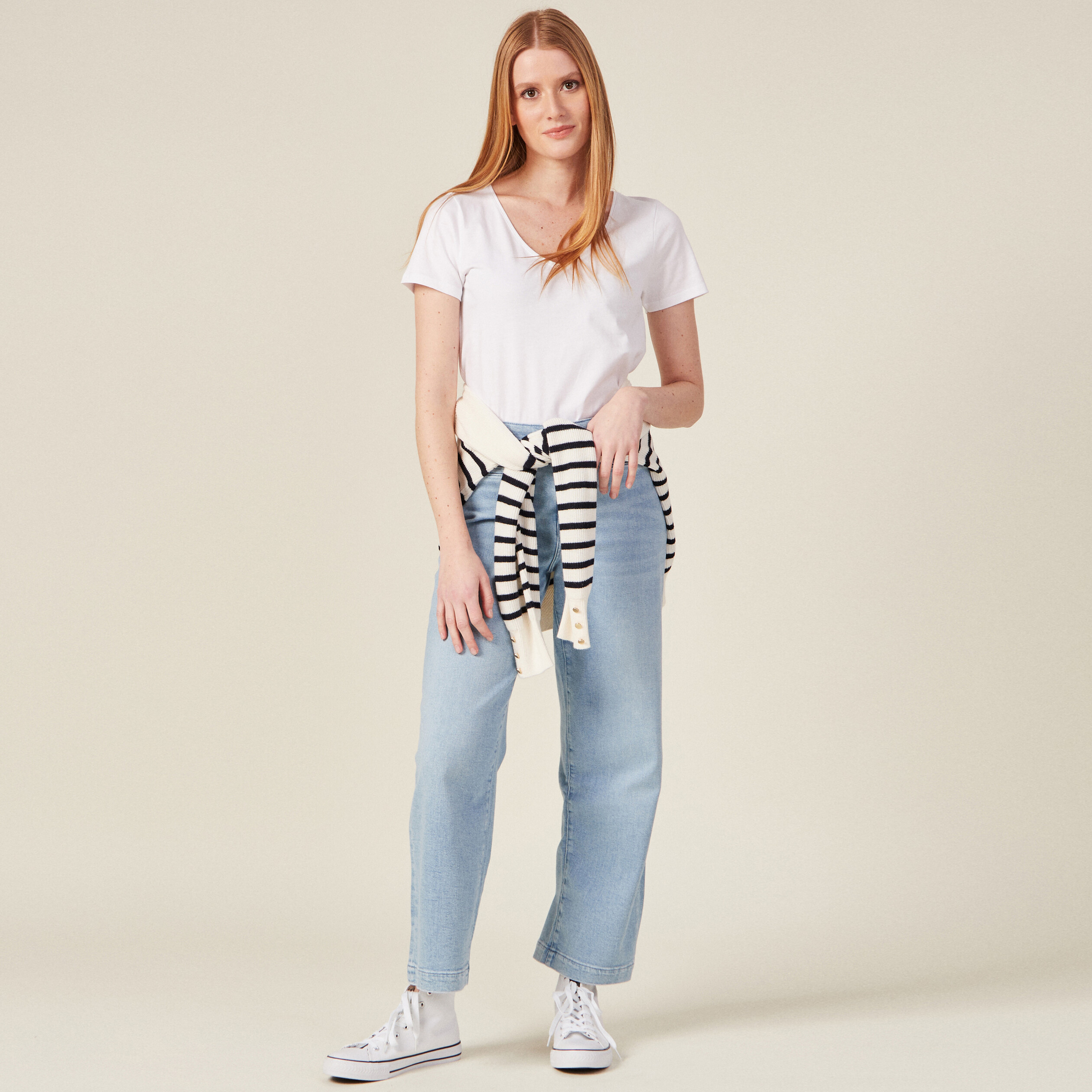 Jeans flare denim bleach femme