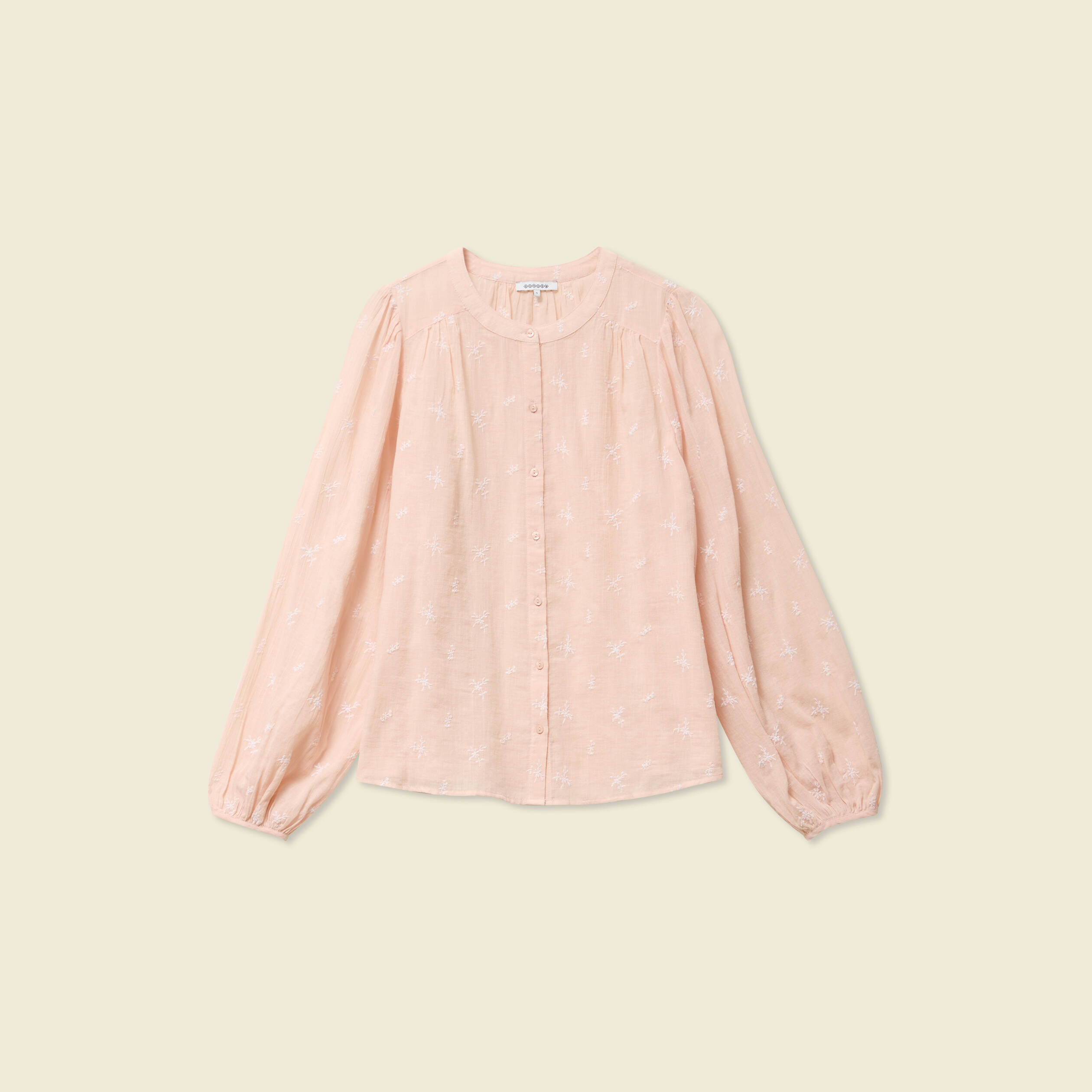 blouse manches longues brodee rose poudree femme Blouse manches longues brodée rose poudrée femme