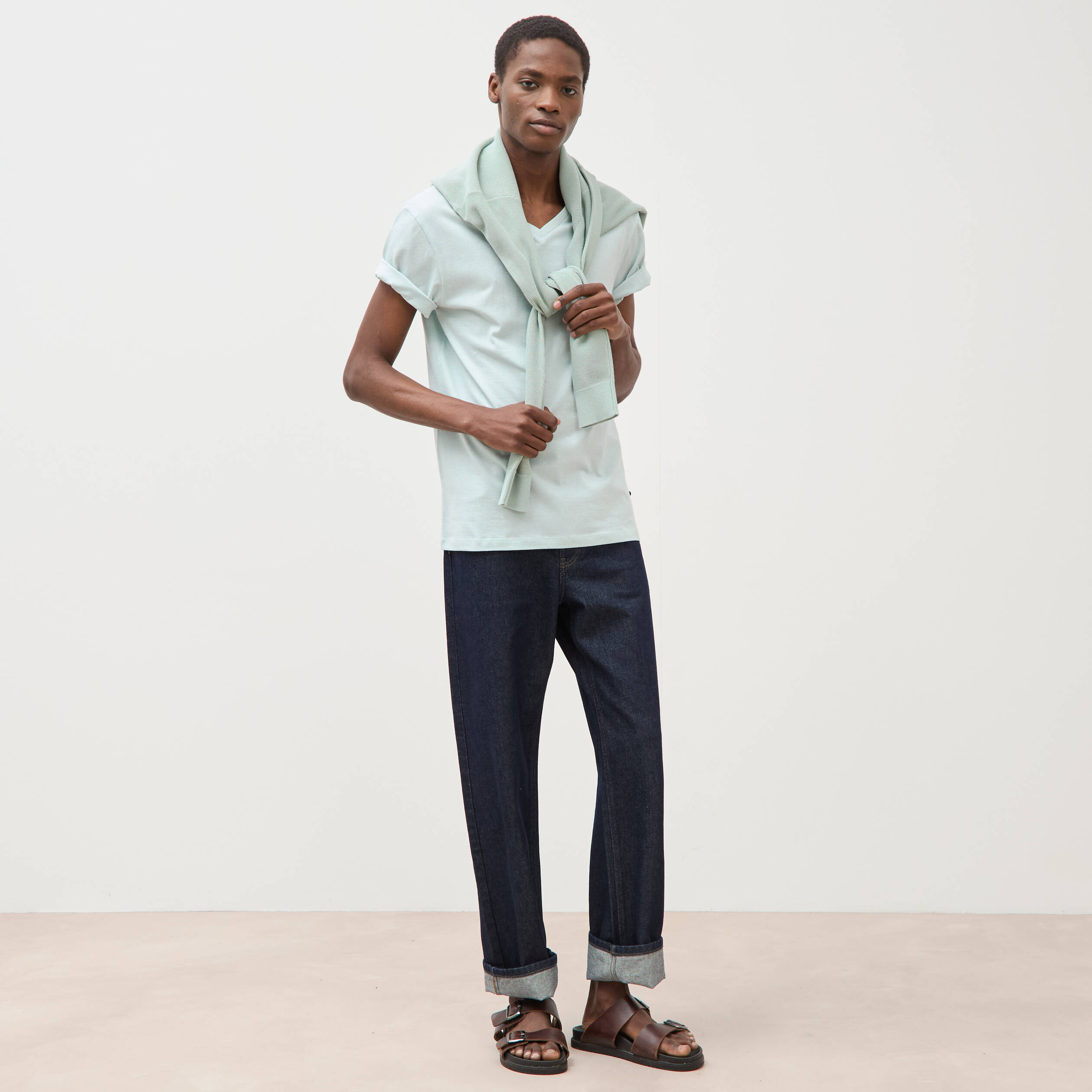 T-shirt manches courtes homme bleu gris homme
