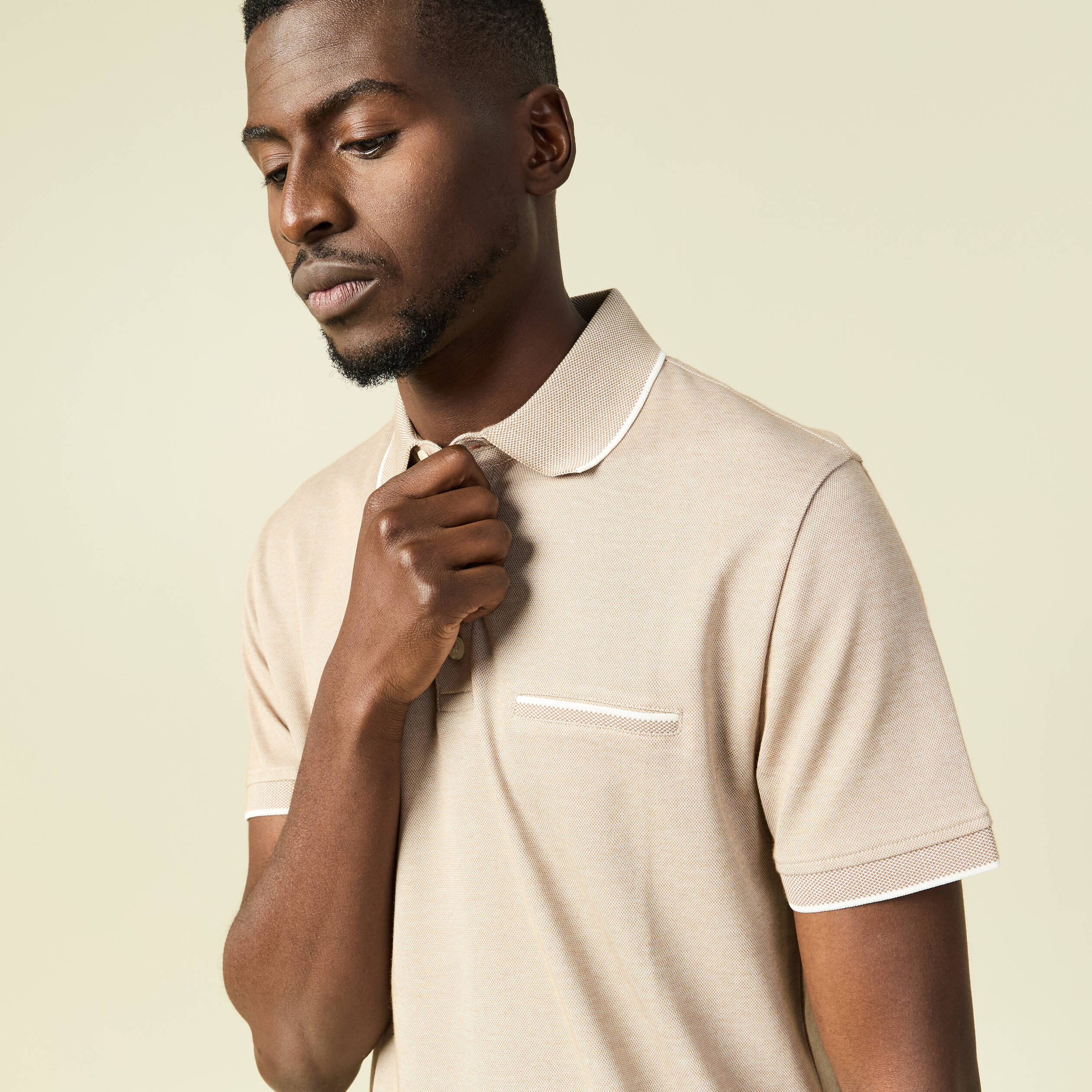Polo manches courtes taupe homme