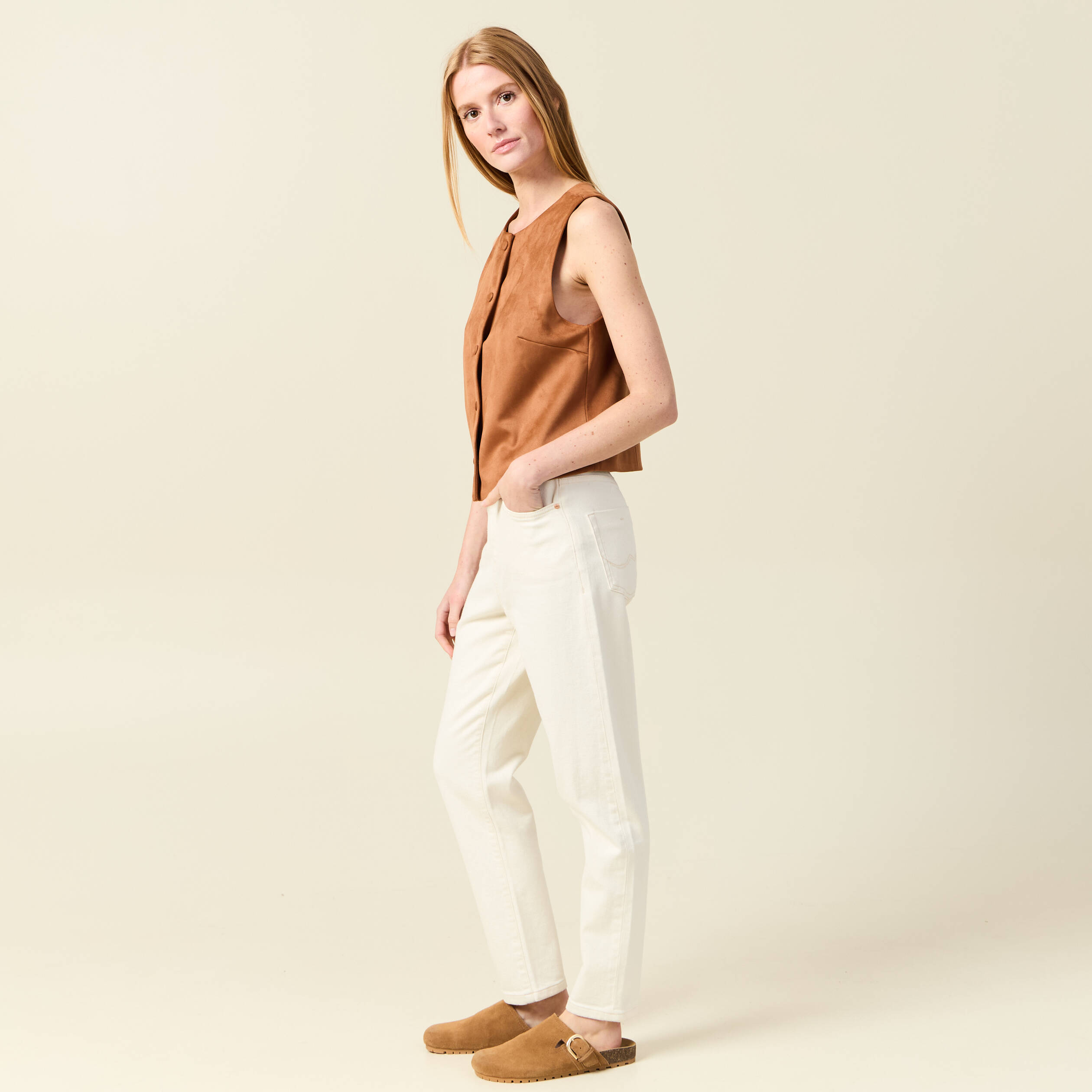 gilet sans manches double camel femme Gilet sans manches doublé camel femme
