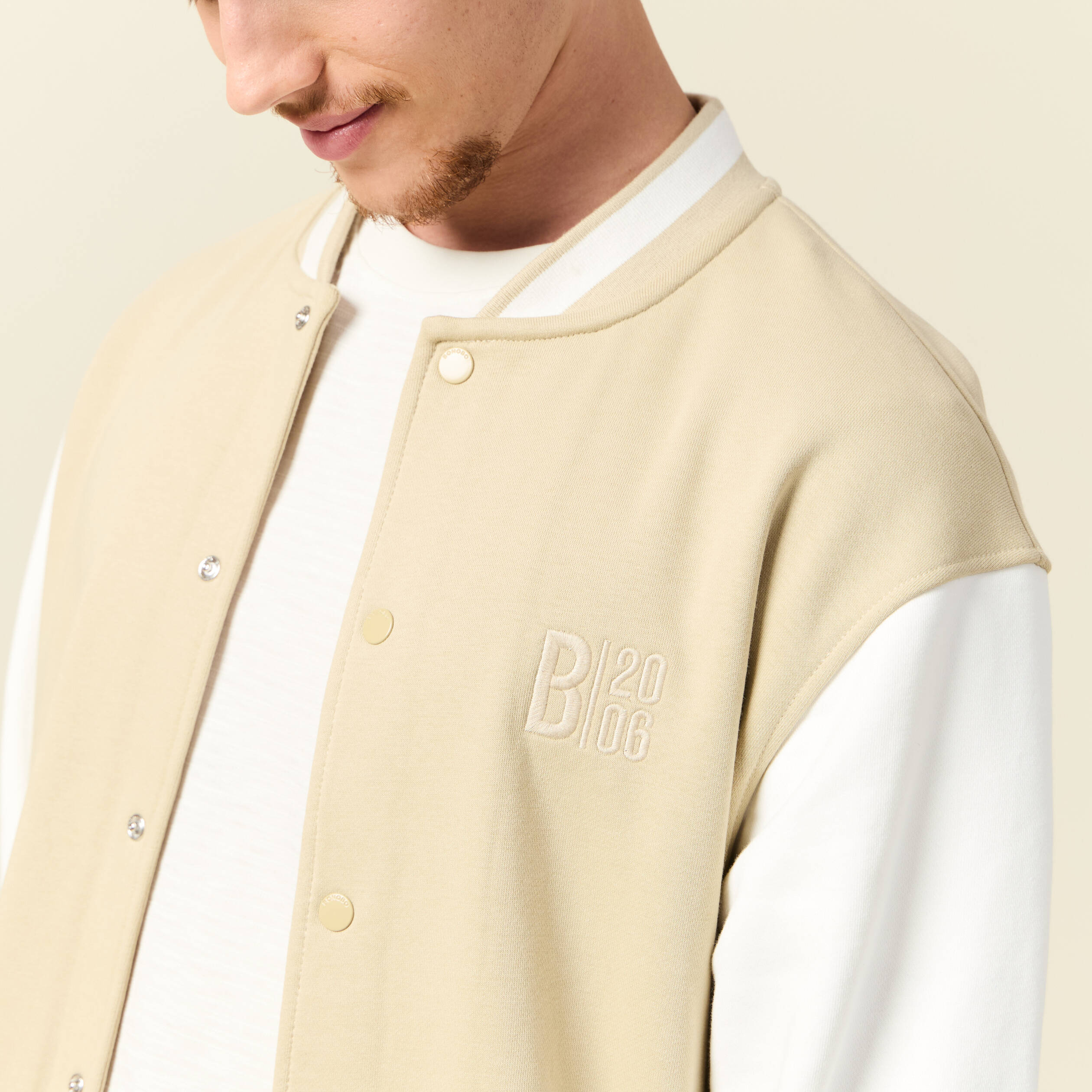 Veste sweat manches longues ecru homme