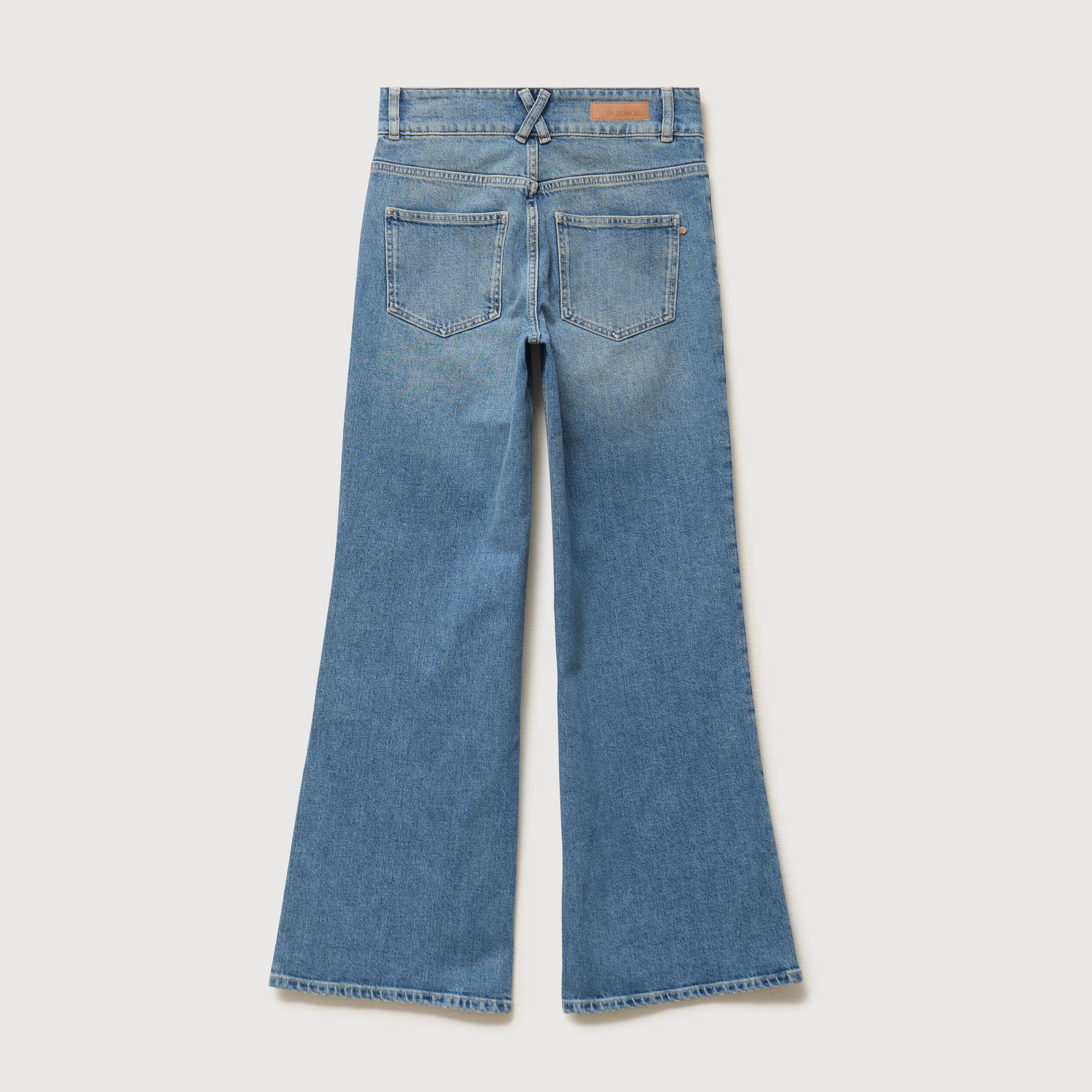Jeans bootcut taille haute denim used femme