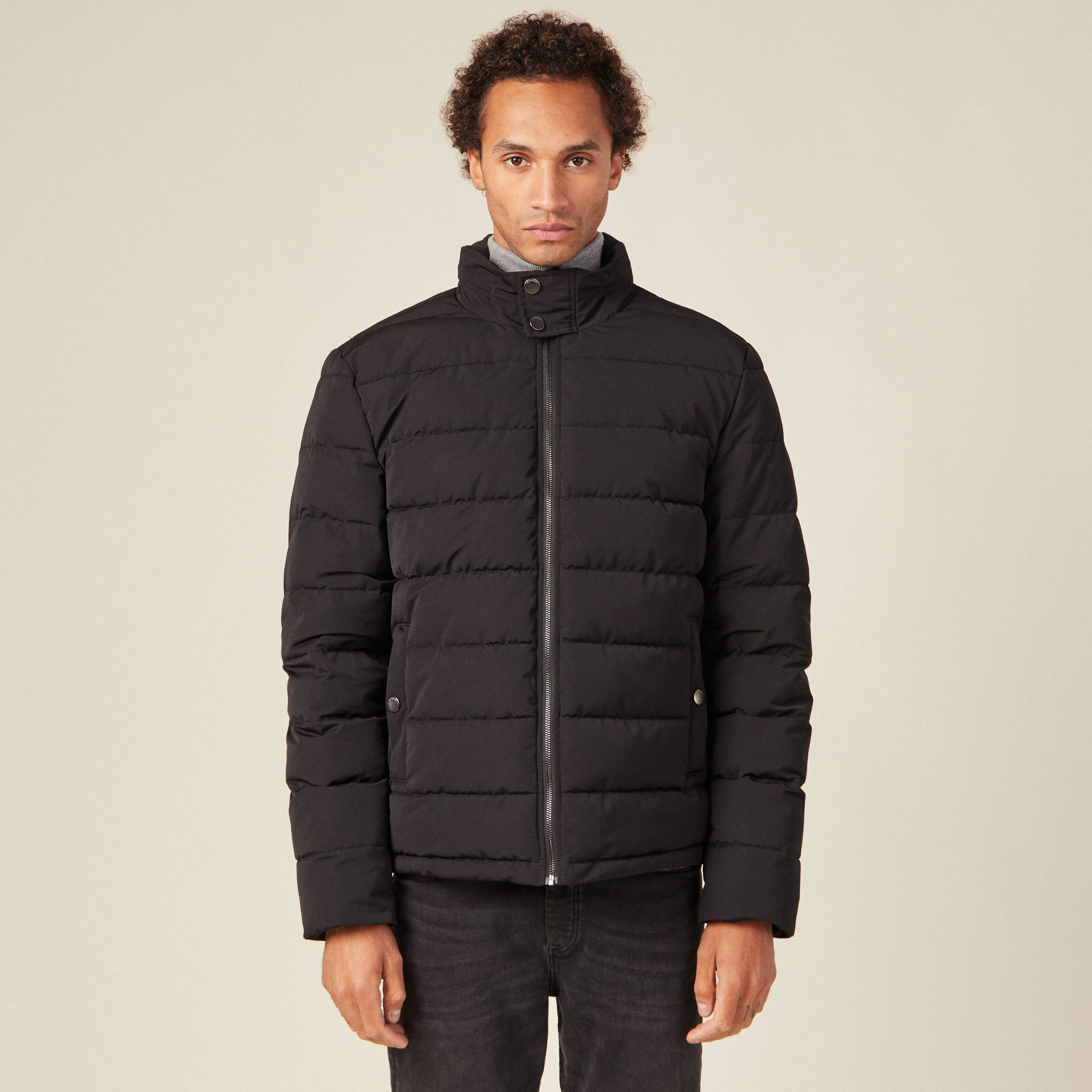 doudoune a capuche cachee noir homme Doudoune à capuche cachée noir homme