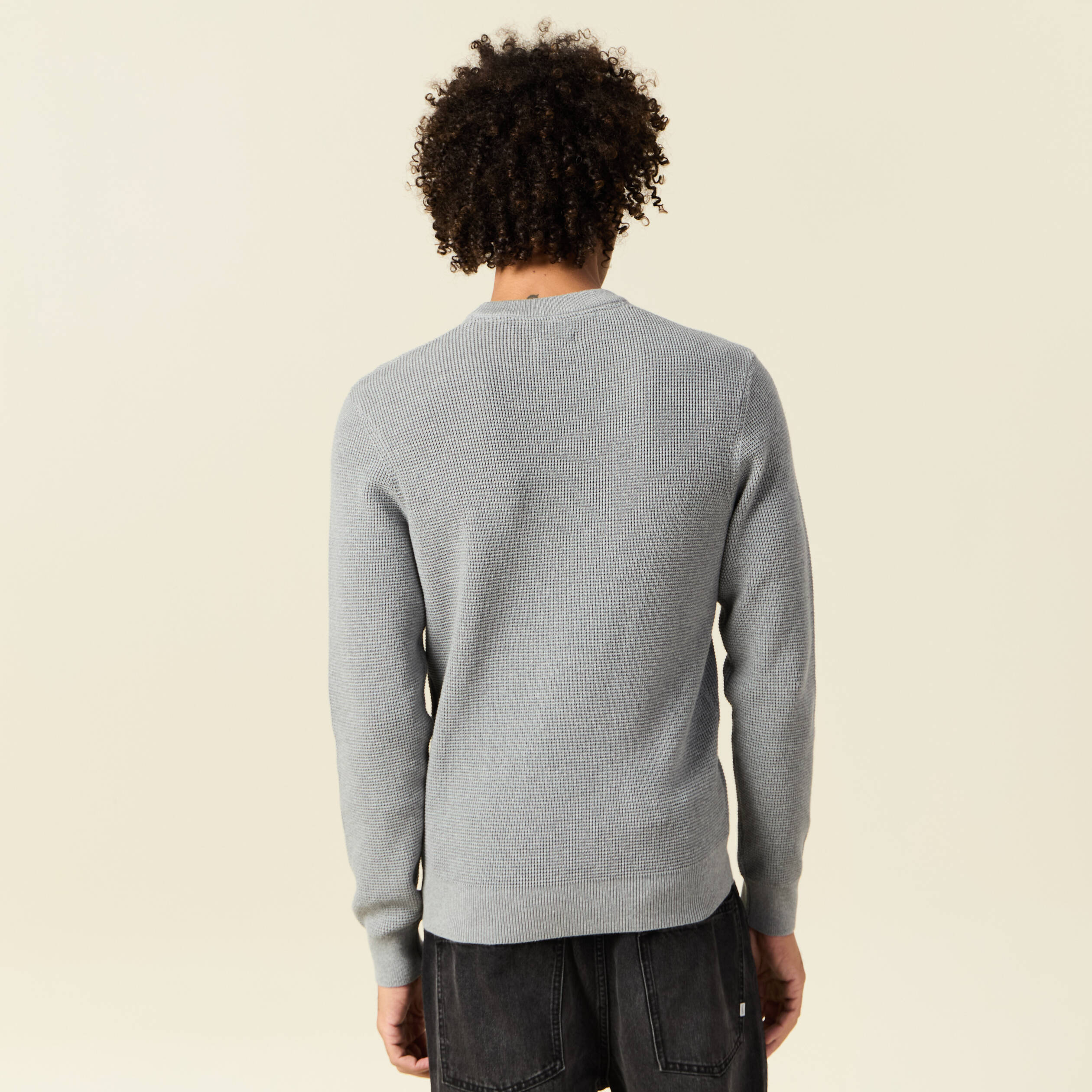 pull manches longues col rond gris homme Pull manches longues col rond gris homme