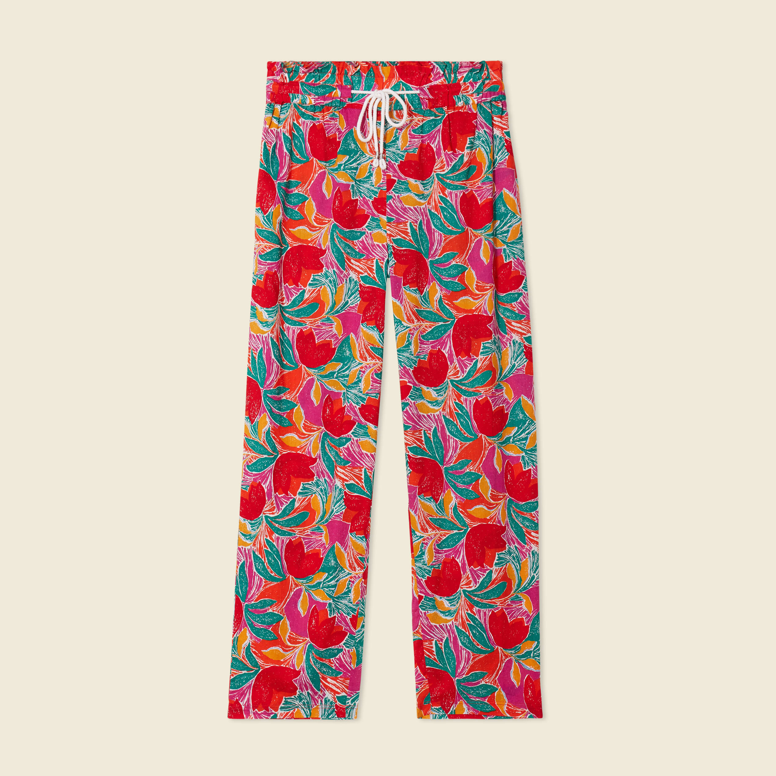 pantalon carotte taille haute multicolore femme Pantalon carotte taille haute multicolore femme