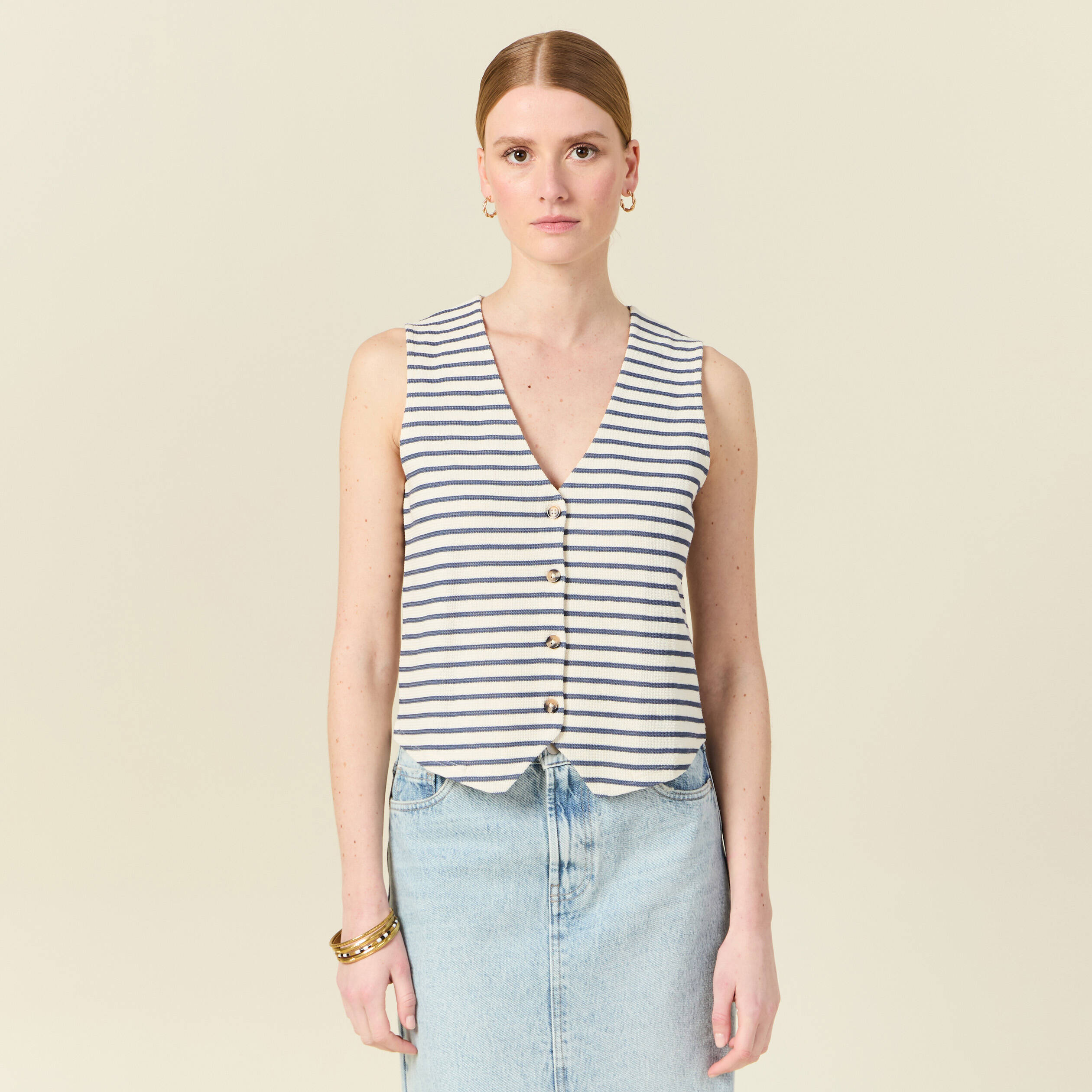 debardeur sans manches ecru femme Débardeur sans manches ecru femme