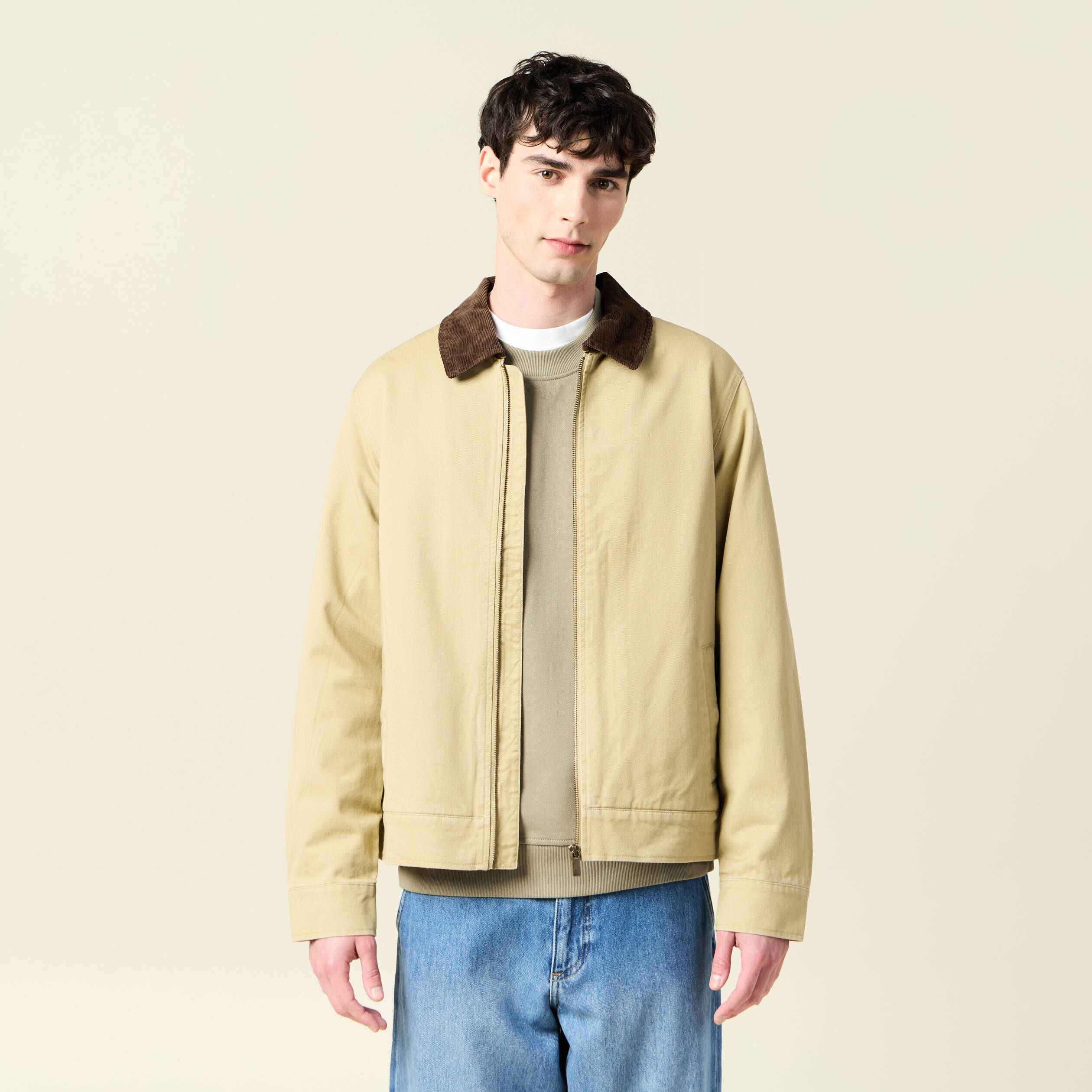 Blouson oversize court beige homme