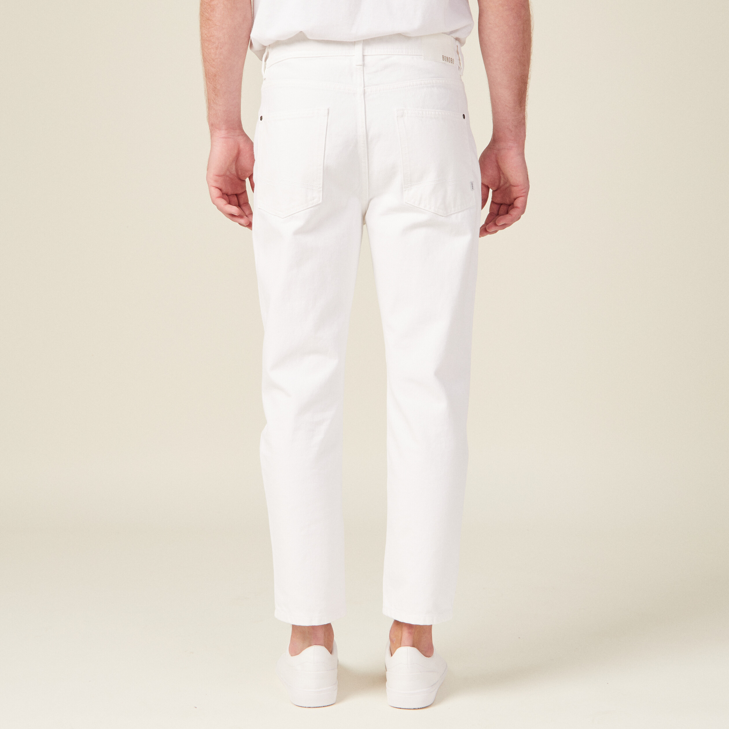 Jeans straight tapered denim blanc homme