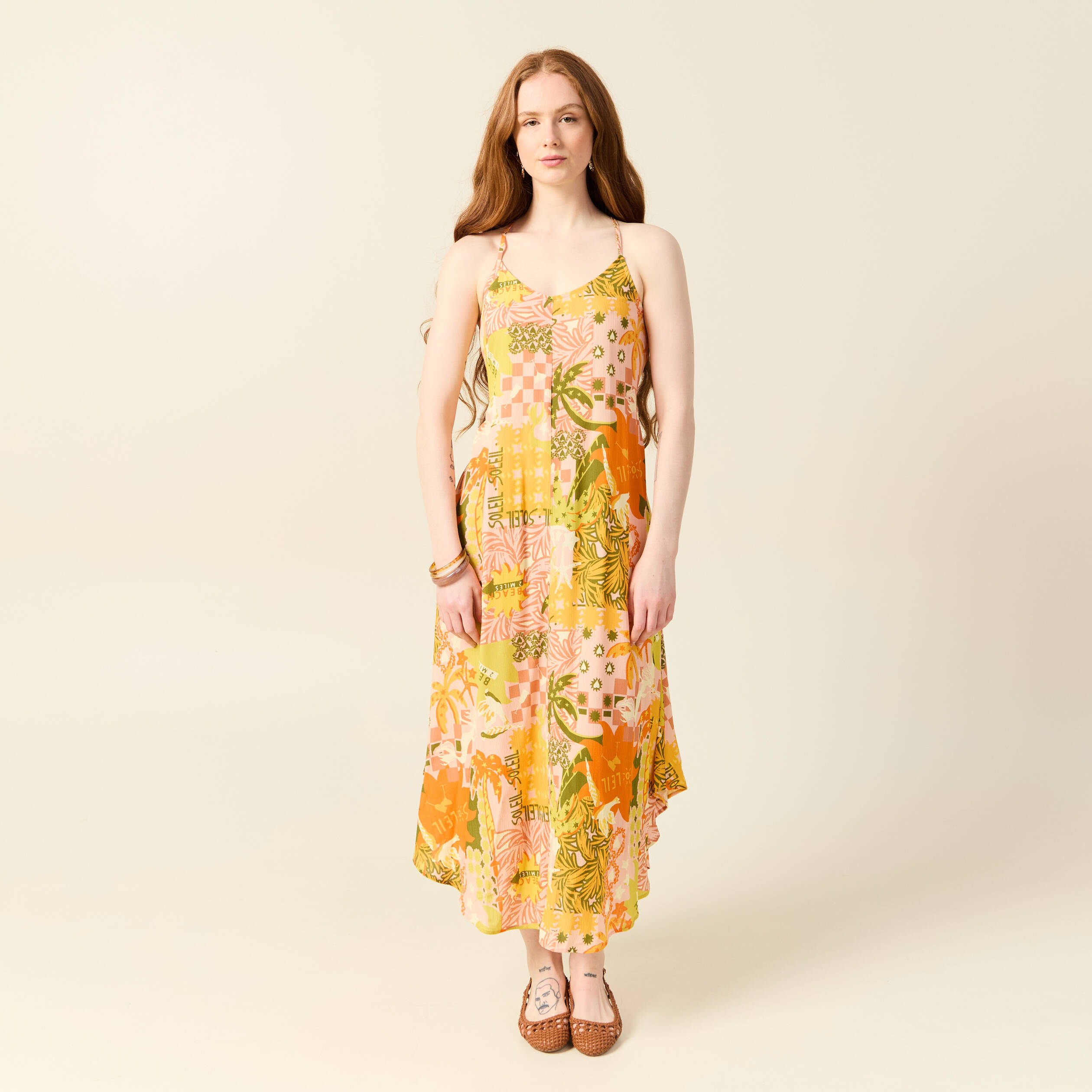 robe longue droite orange corail femme Robe longue droite orange corail femme