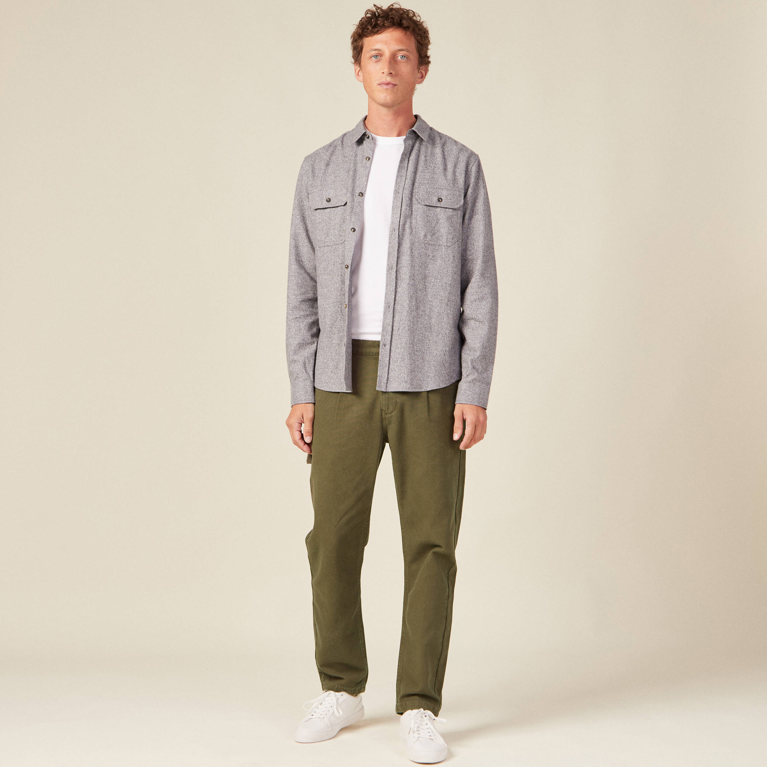 Chemise manches longues ecru homme