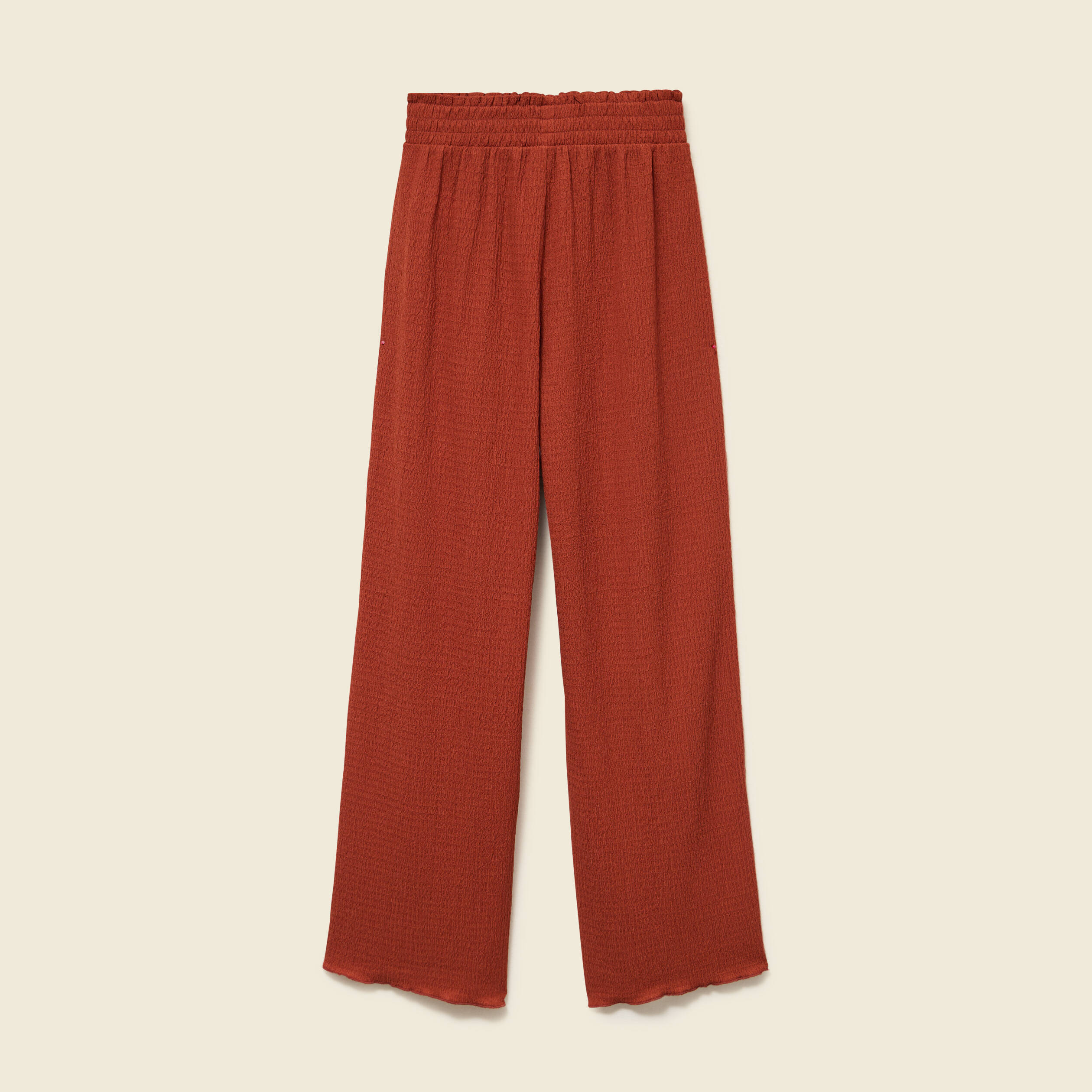 Pantalon loose avec ceinture marron cognac femme