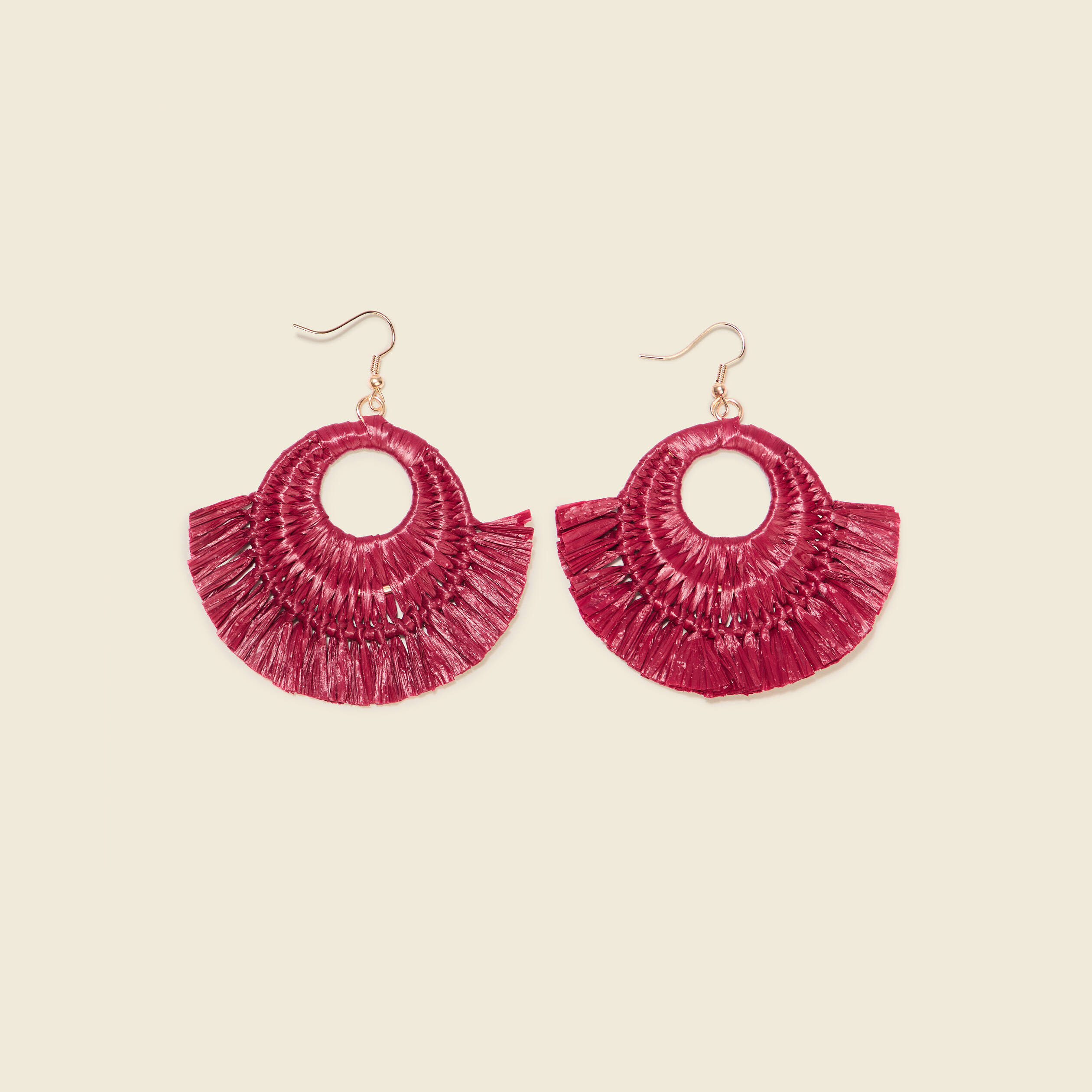 Boucles d'oreilles pendantes rouge fonc&eacute; femme