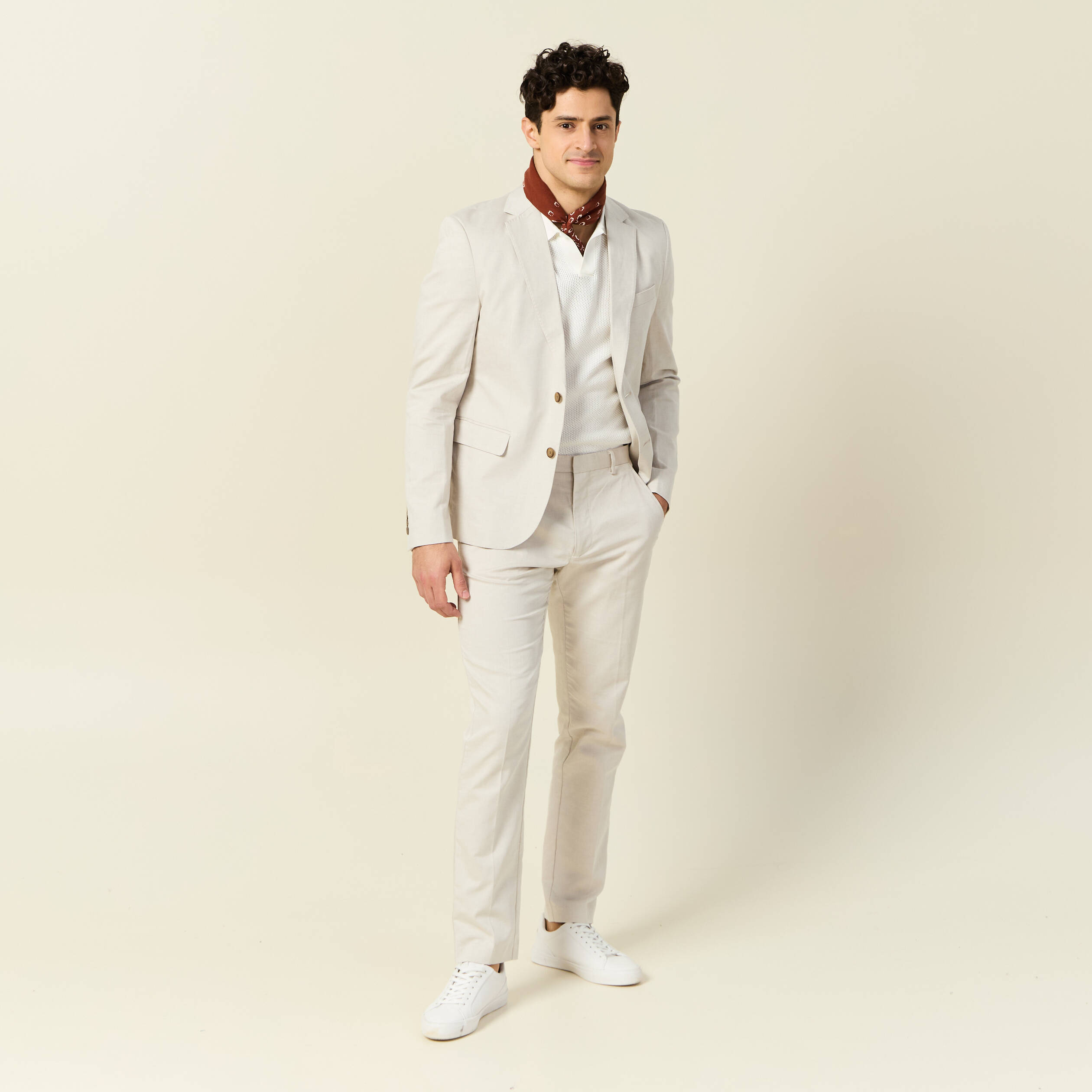Veste blazer cintr&eacute; sable homme