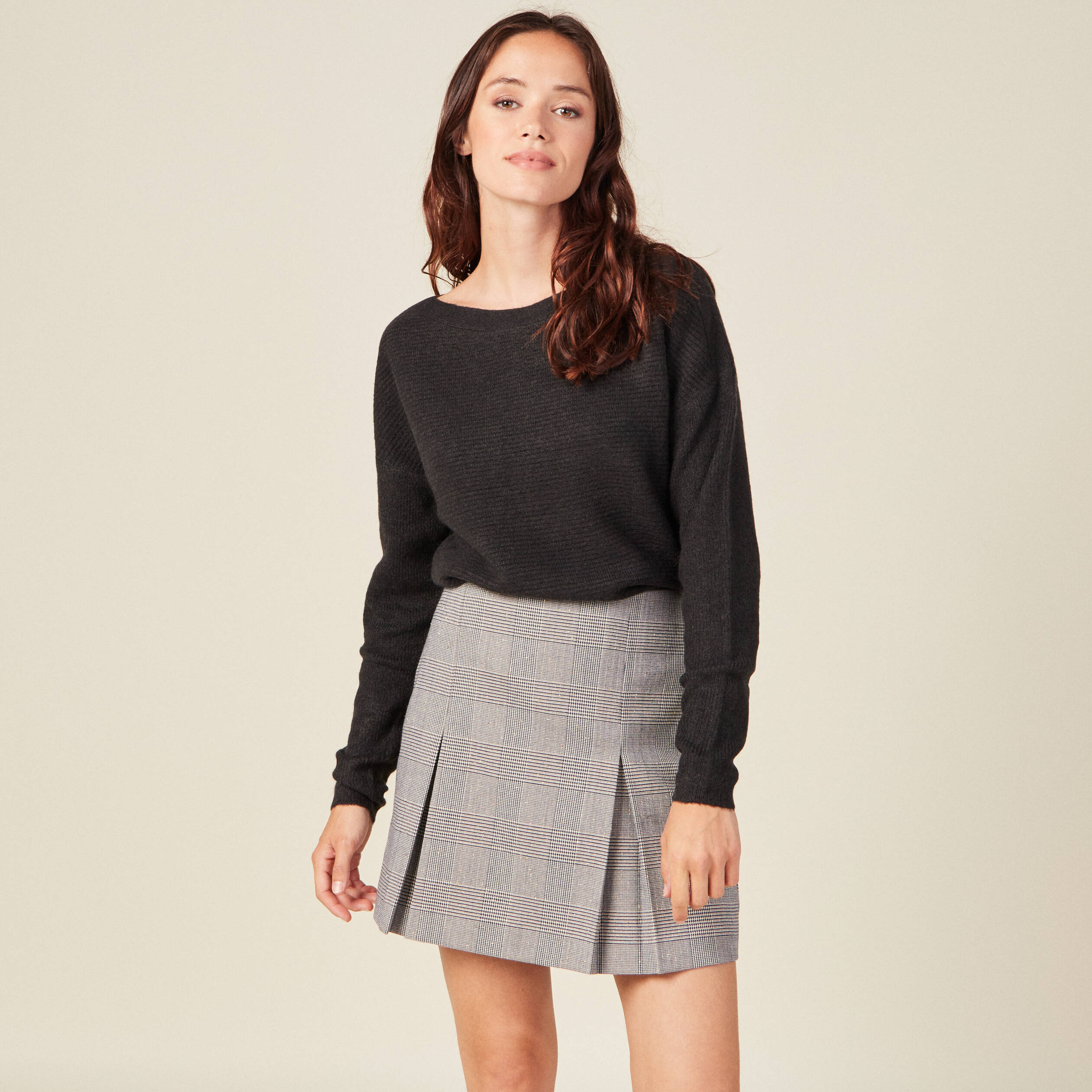 Pull manches longues noir femme