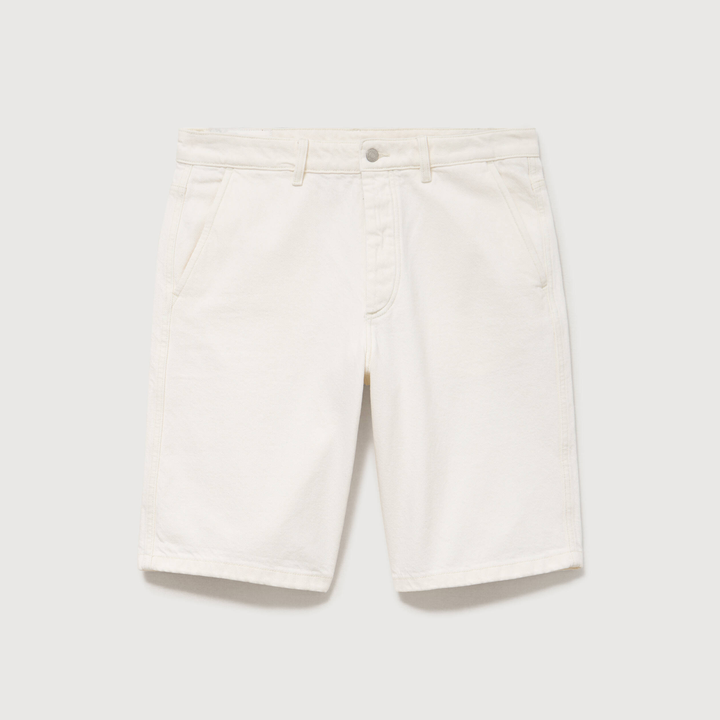 Bermuda en jean coton denim blanc homme