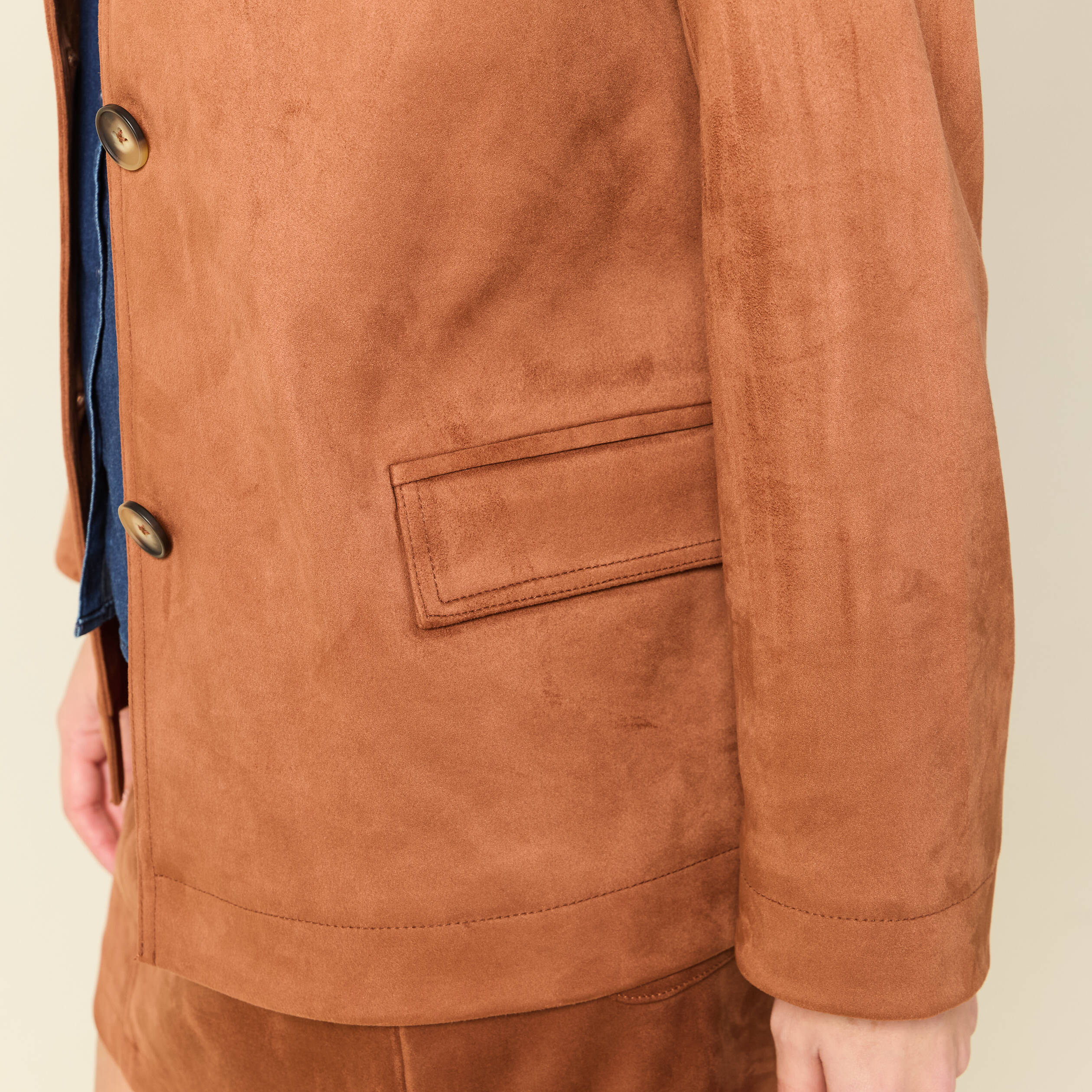 Veste manches longues doubl&eacute;e camel femme