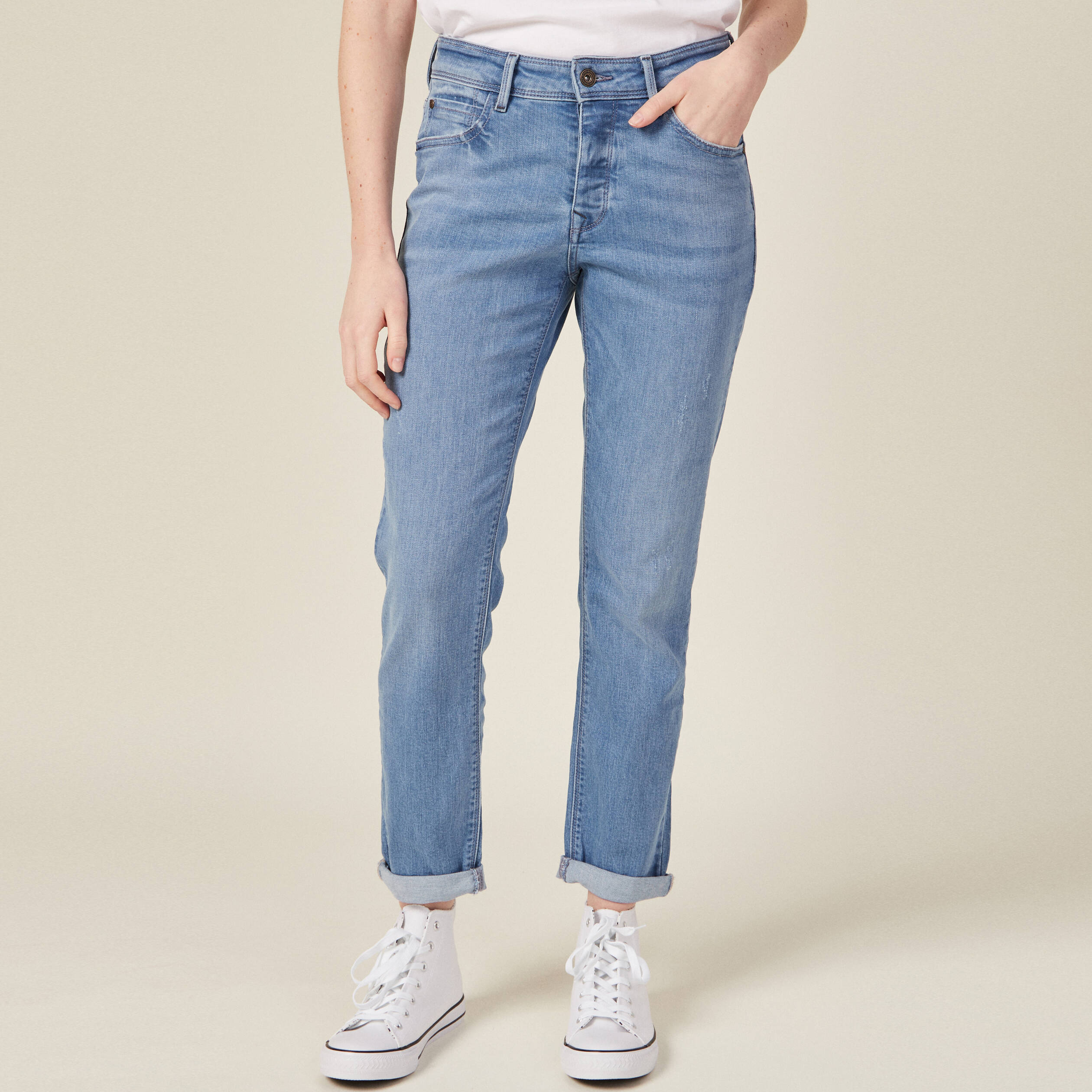 jeans girlfriend taille haute denim stone femme Jeans girlfriend taille haute denim stone femme