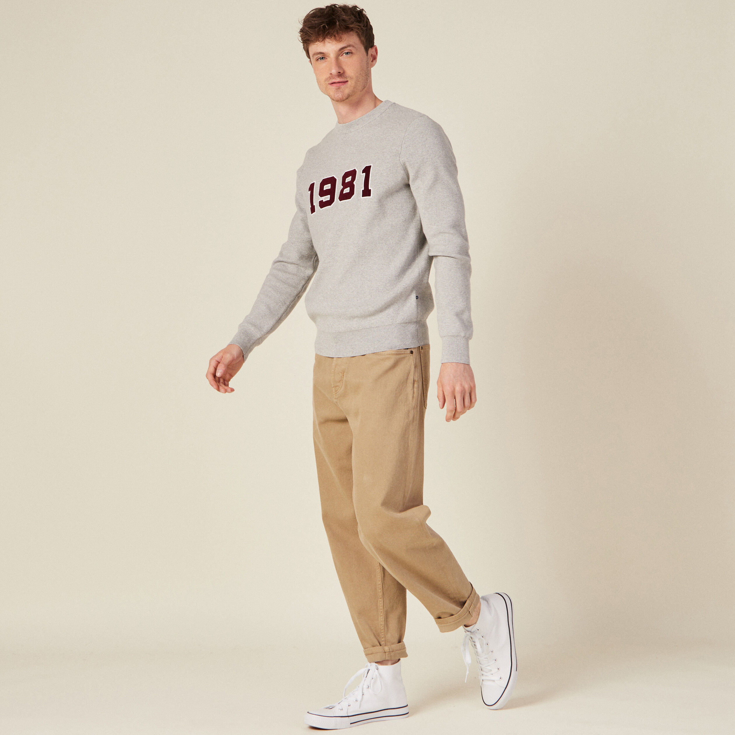 pull manches longues col rond gris fonce homme Pull manches longues col rond gris foncé homme