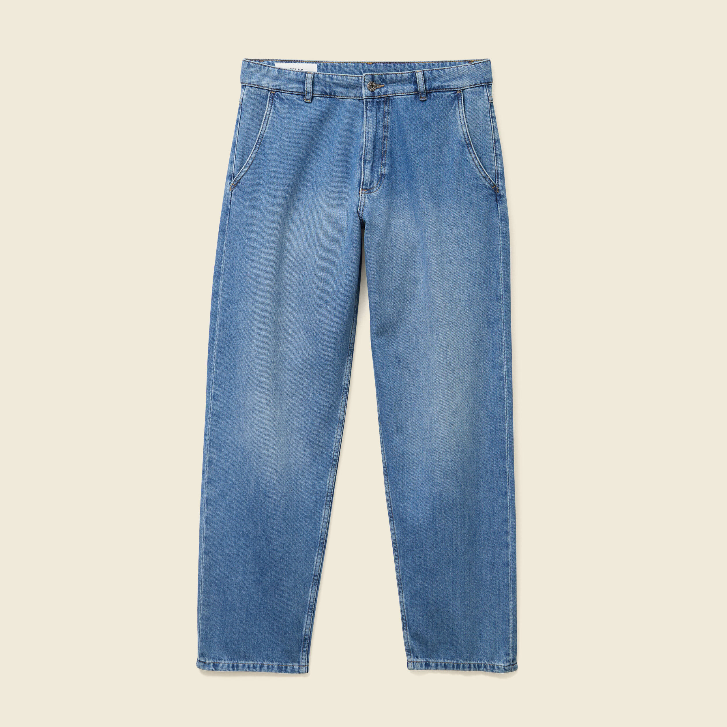 Jeans chino droit longueur 32 denim stone homme