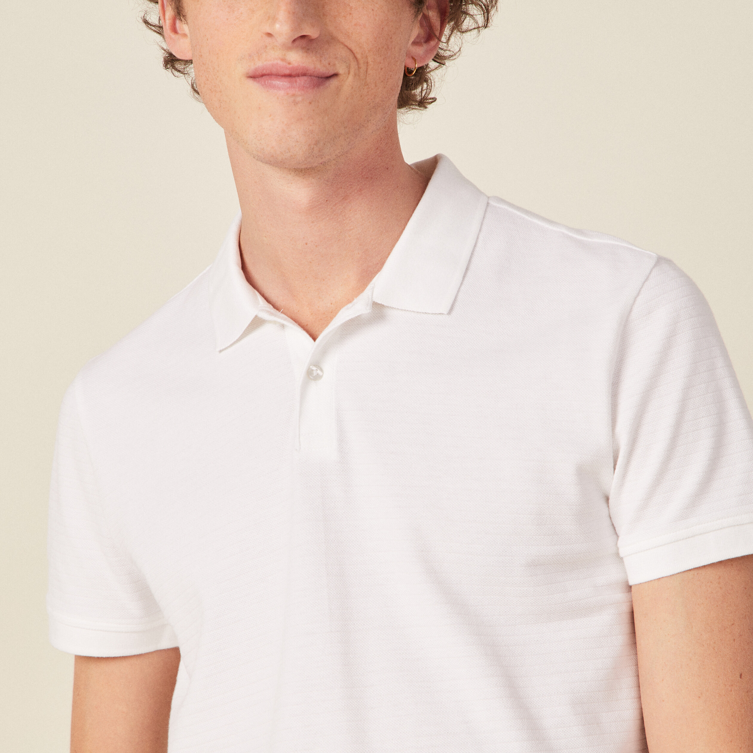 Polo manches courtes blanc homme