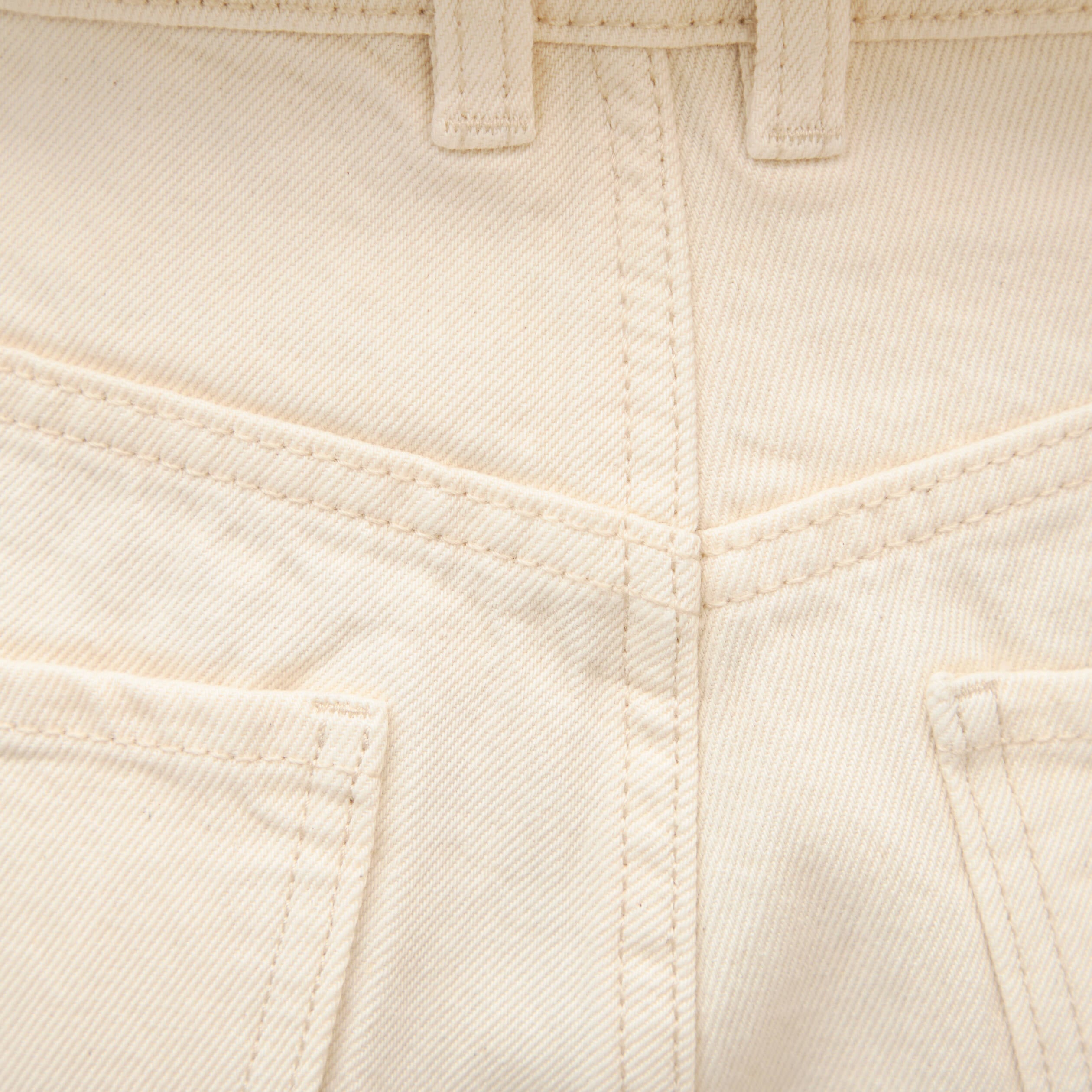 Bermuda large taille haute en coton ecru femme
