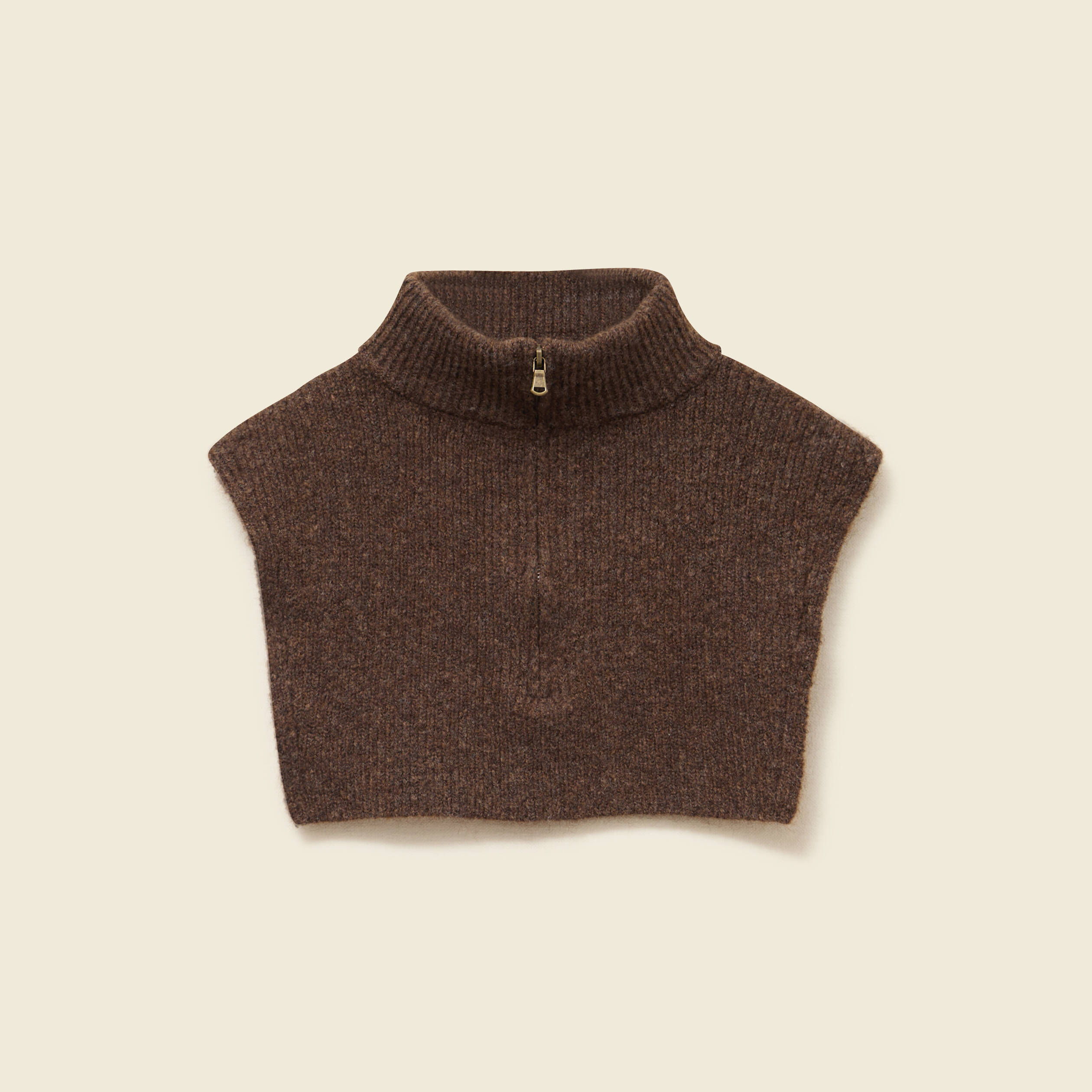 Col amovible zipp&eacute; marron femme