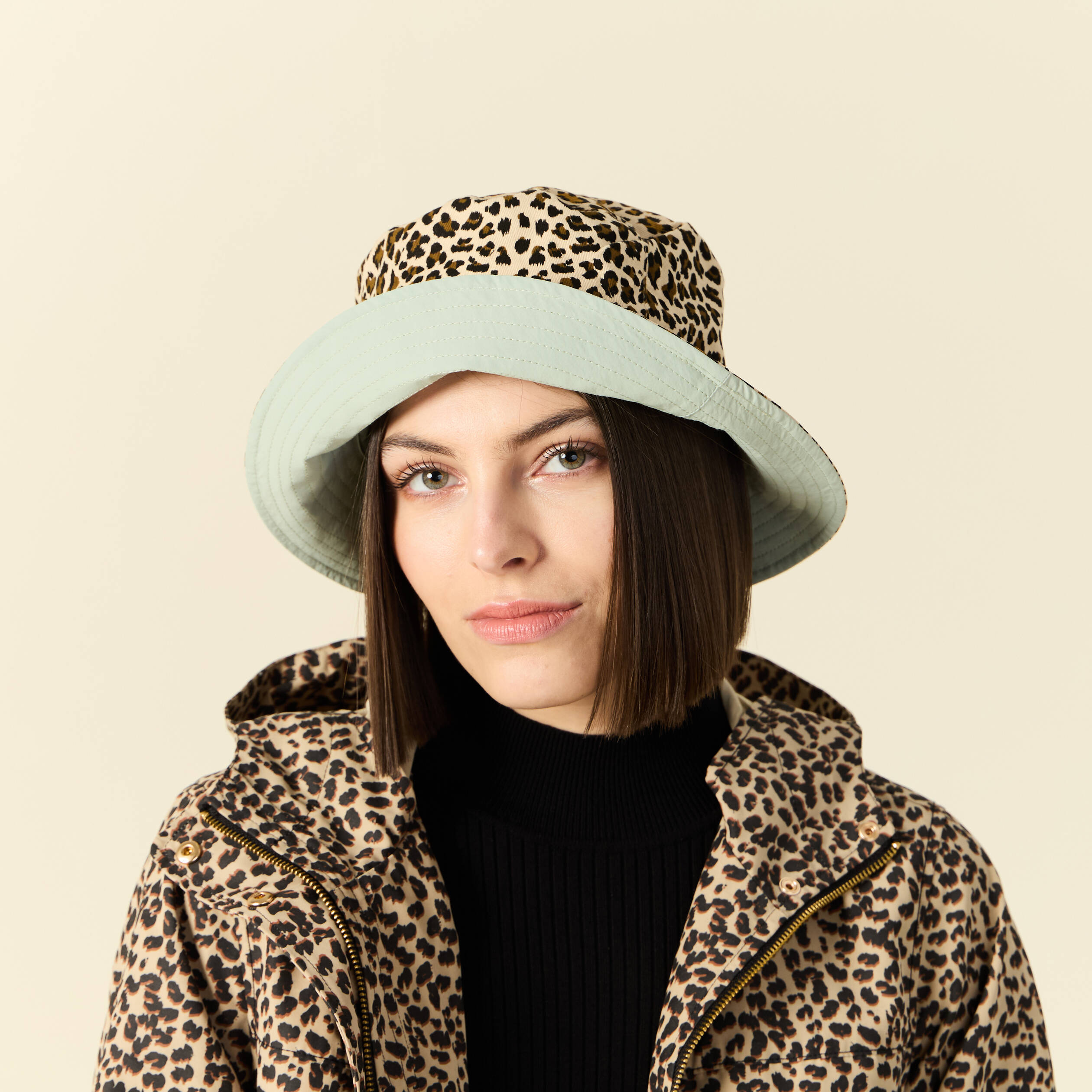 CHAPEAU BOB DE Pluie Dore Marron Serpent Original Pytum-Taille unique