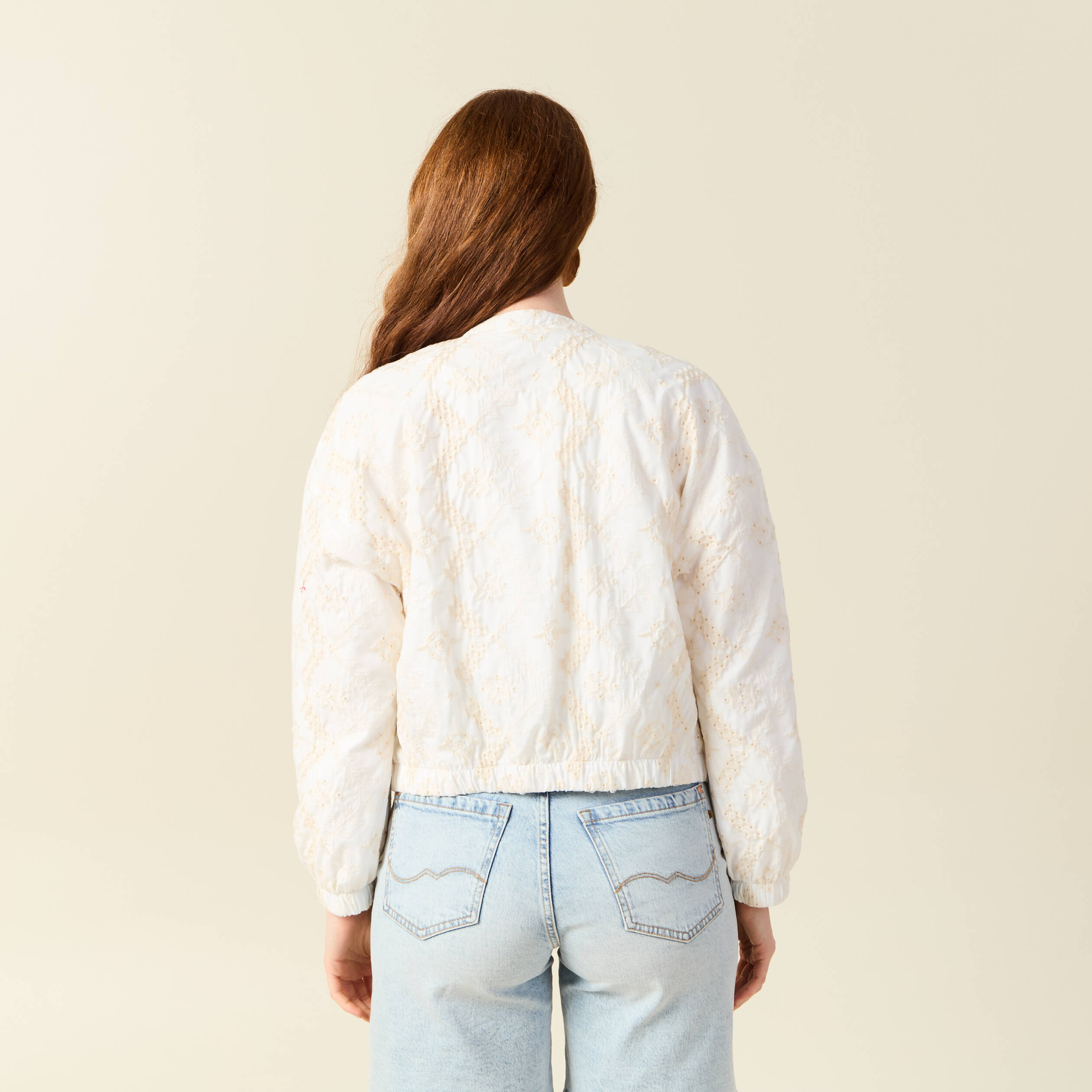 Veste broderie anglaise ecru femme