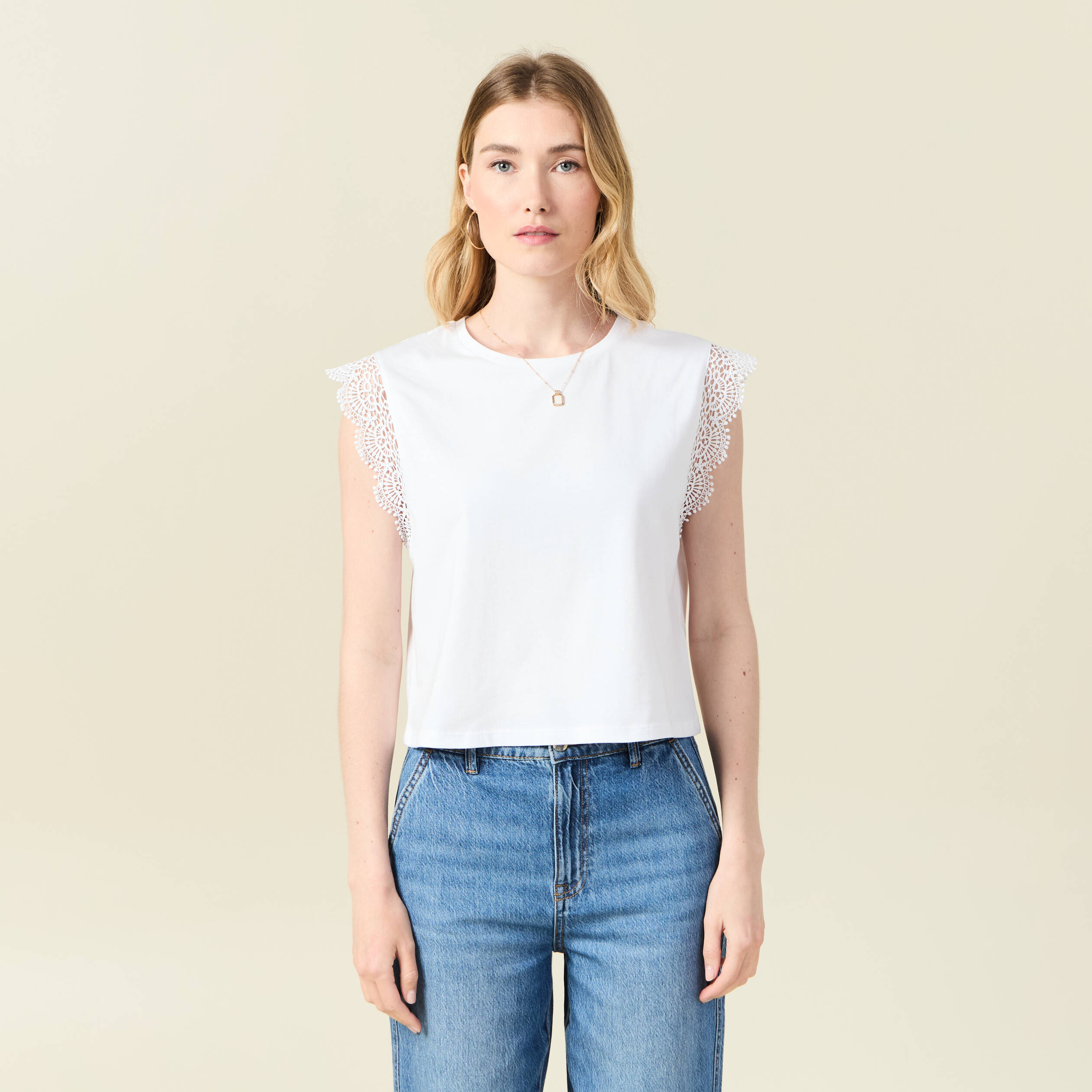 T-shirt manches courtes blanc femme