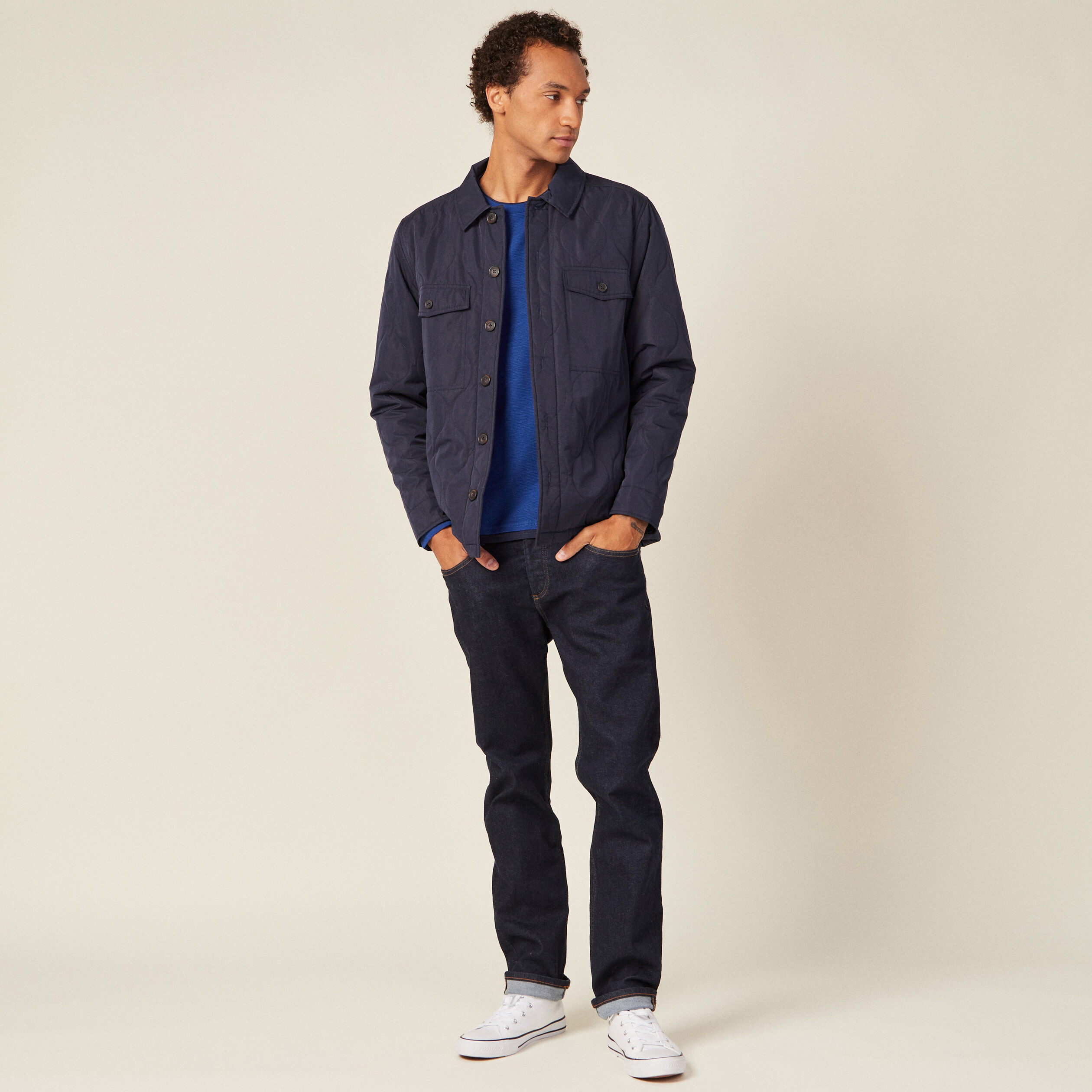 T-shirt manches longues bleu electrique homme