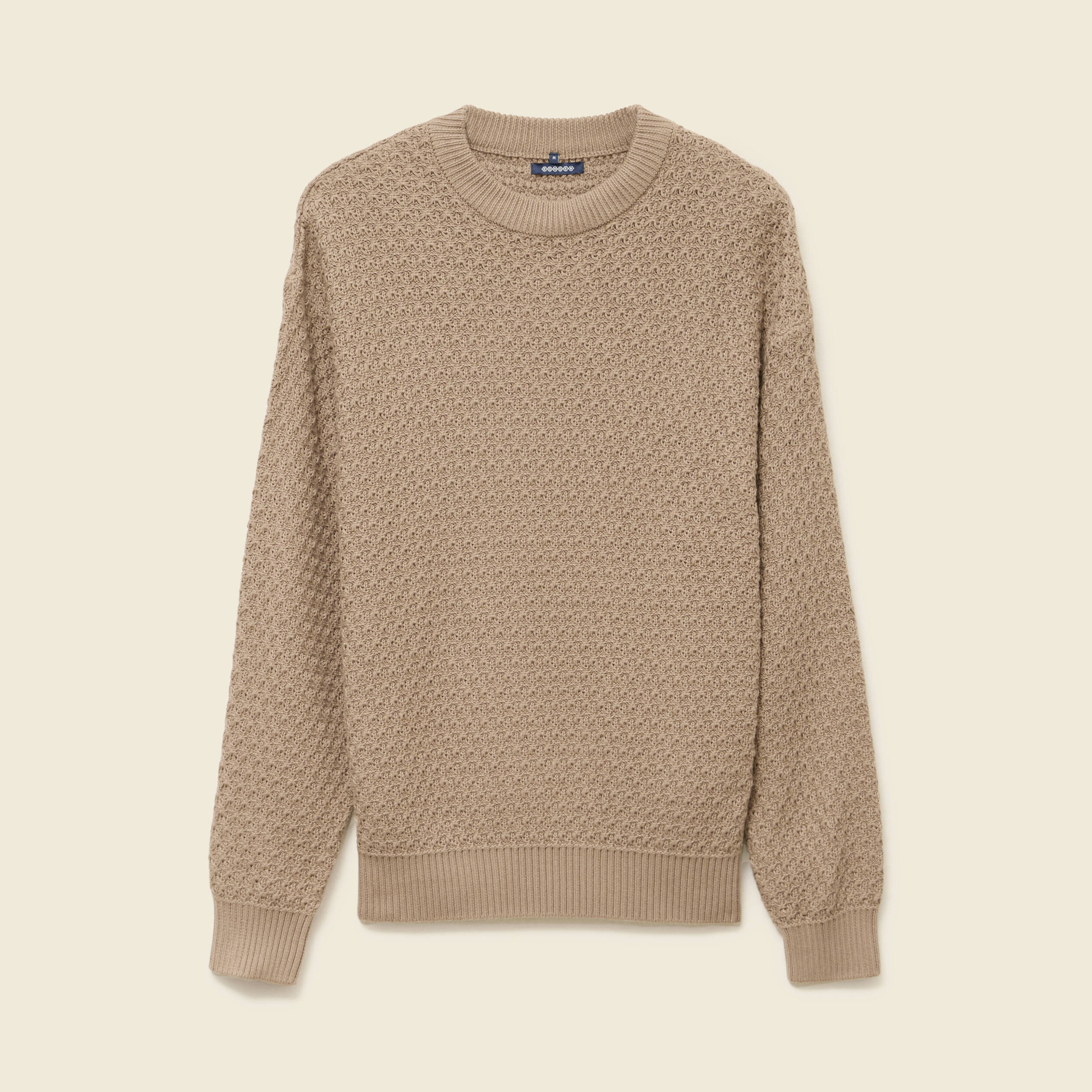 Pull col rond en coton taupe homme