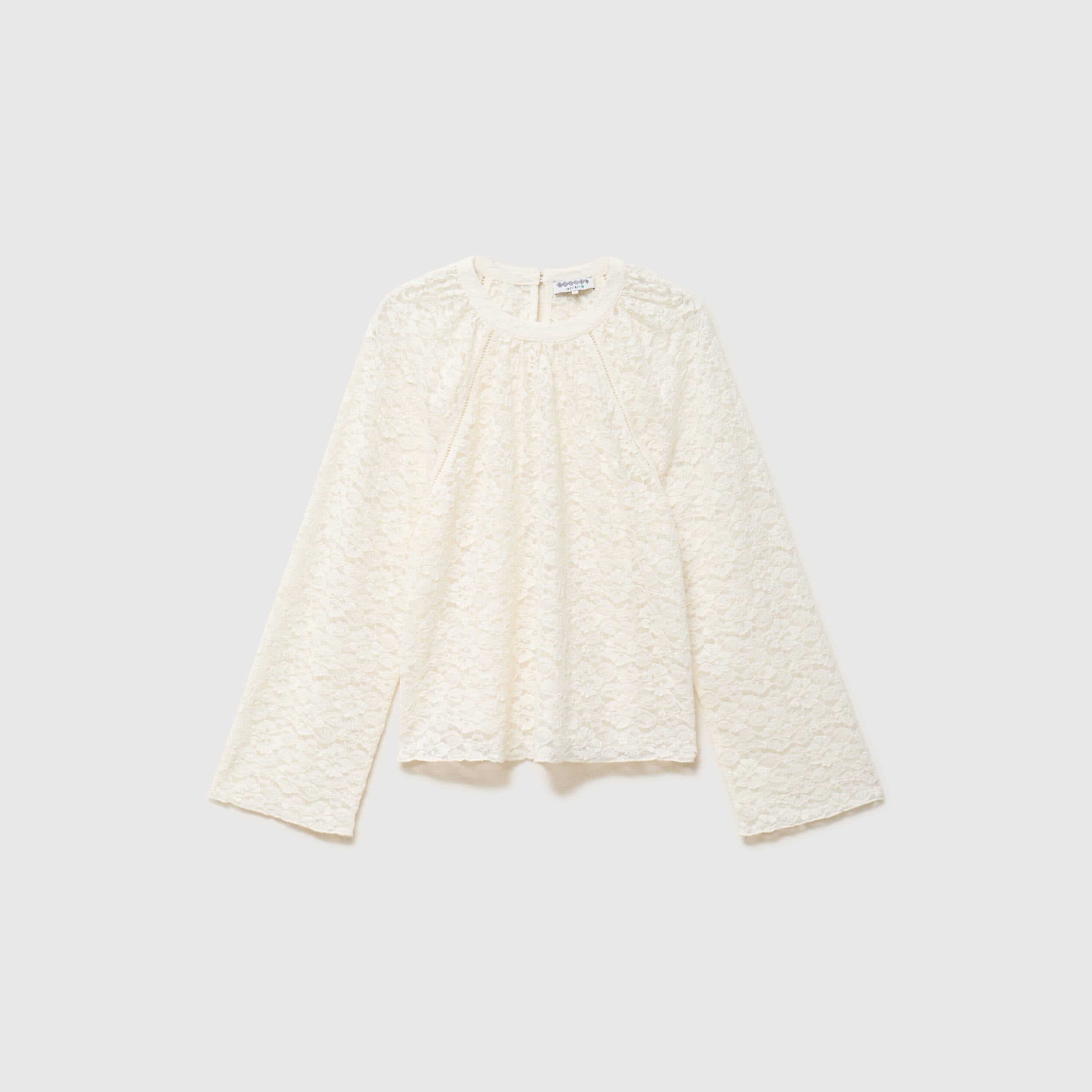 Blouse droite en dentelle ecru femme