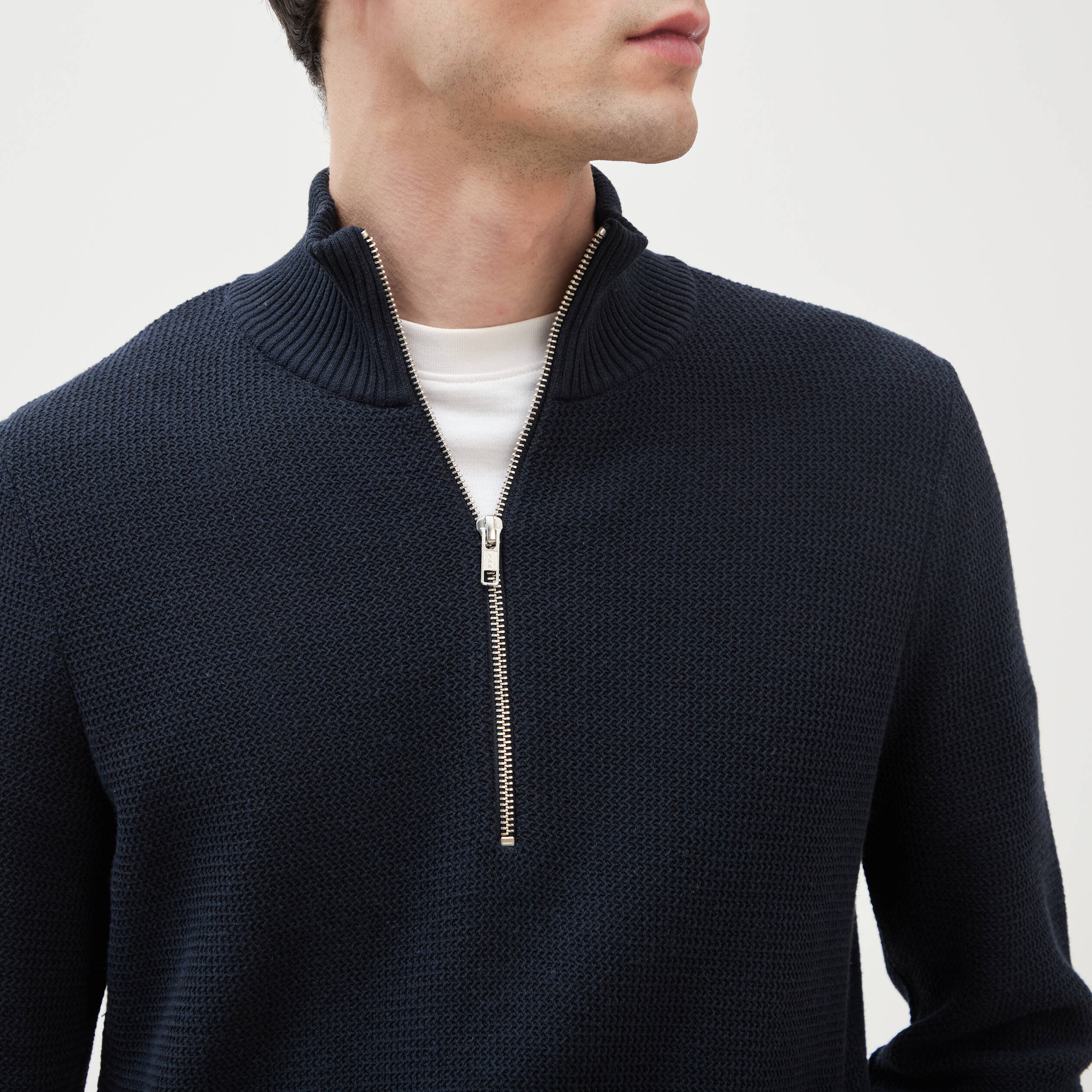 Pull col camionneur bleu marine homme