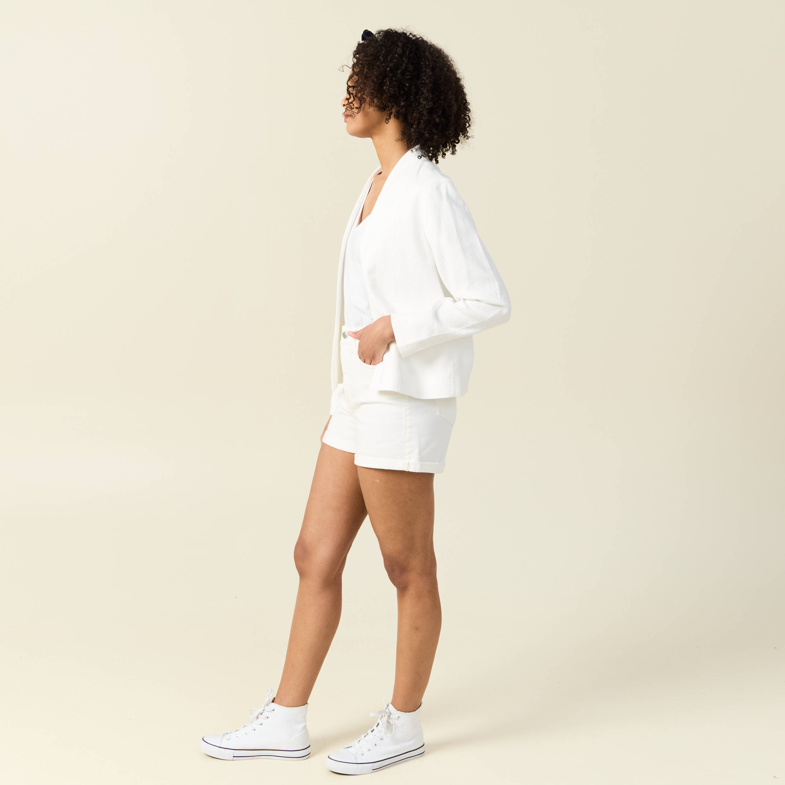 Veste esprit blazer fluide ecru femme