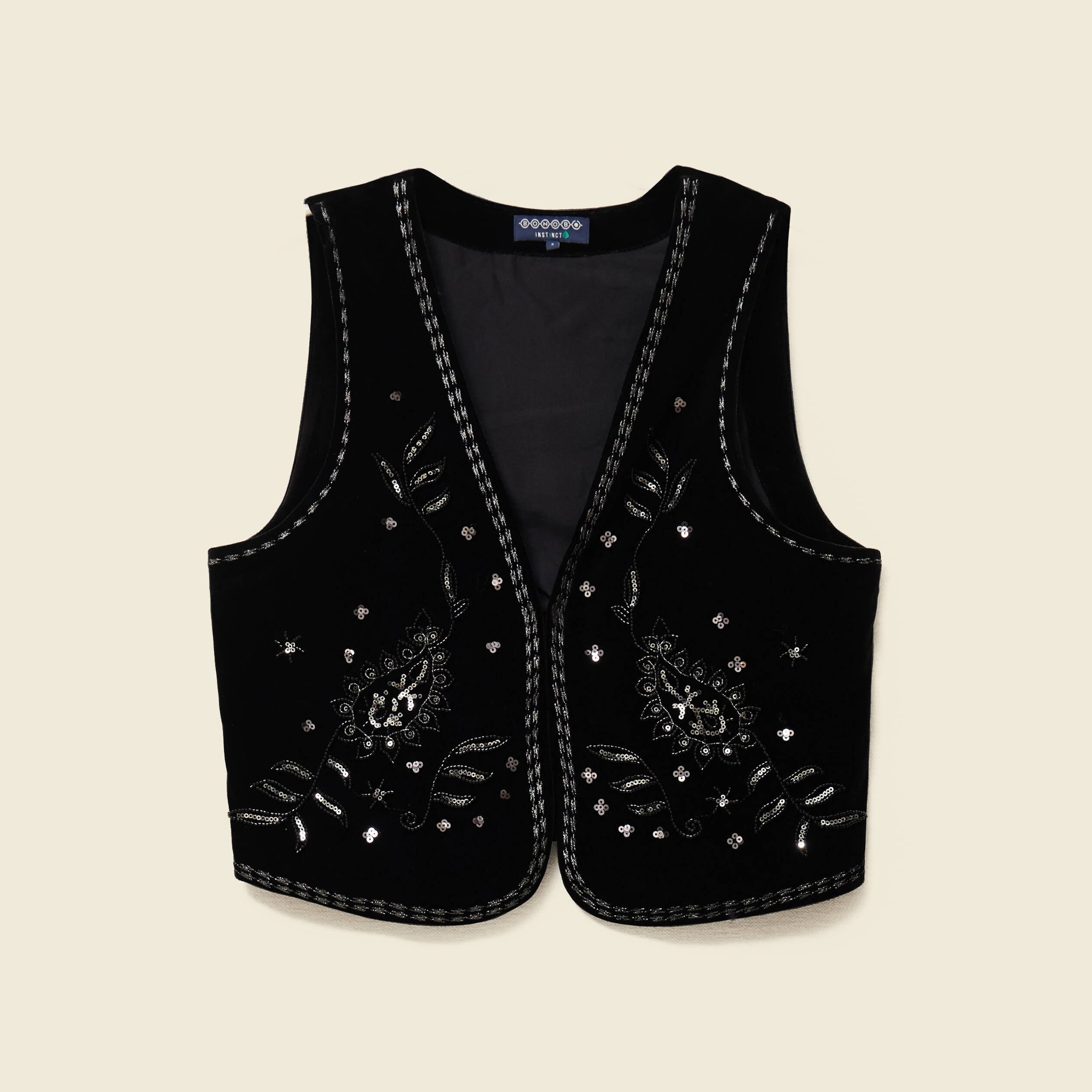 Veston court droit en velours noir femme