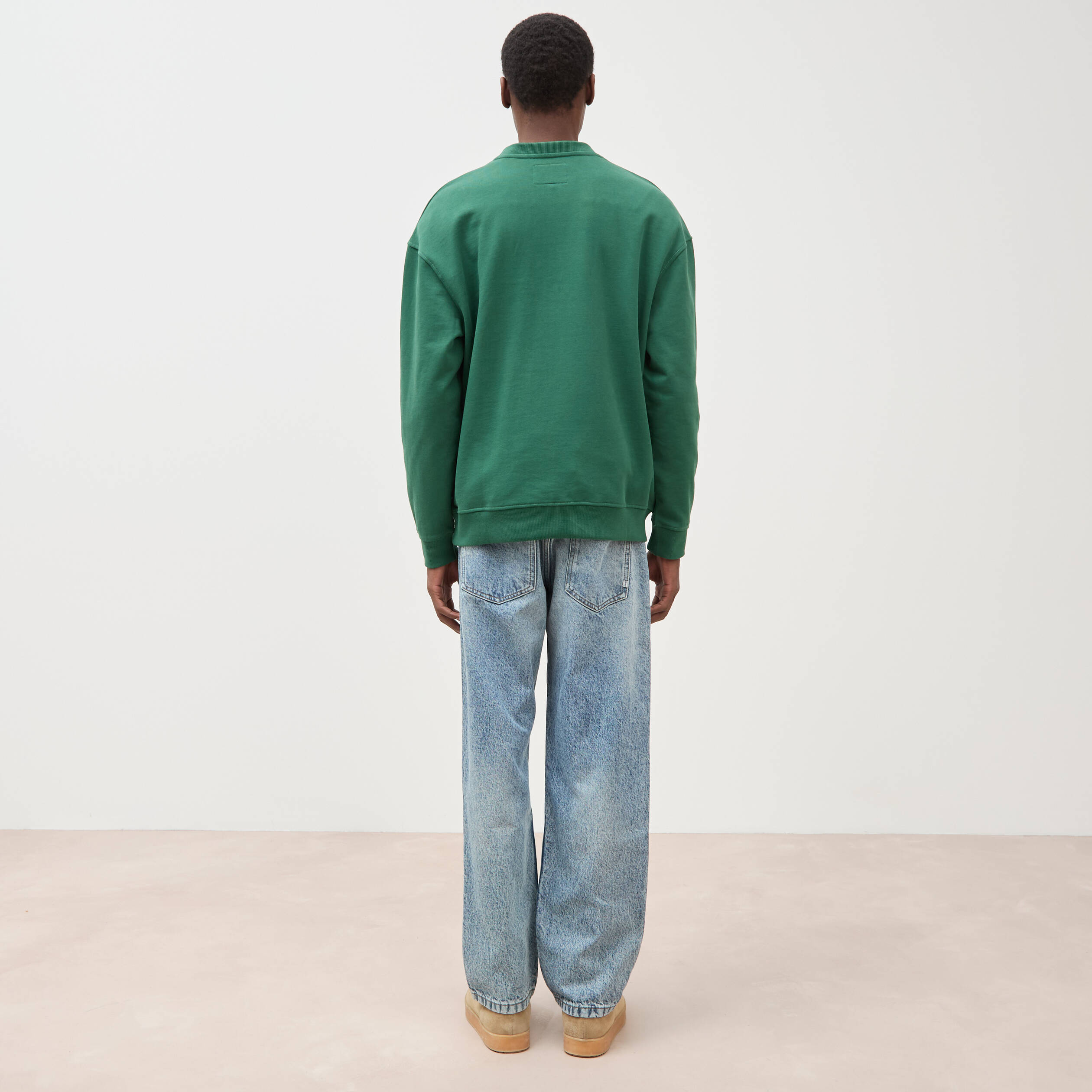 Sweat manches longues en coton vert homme