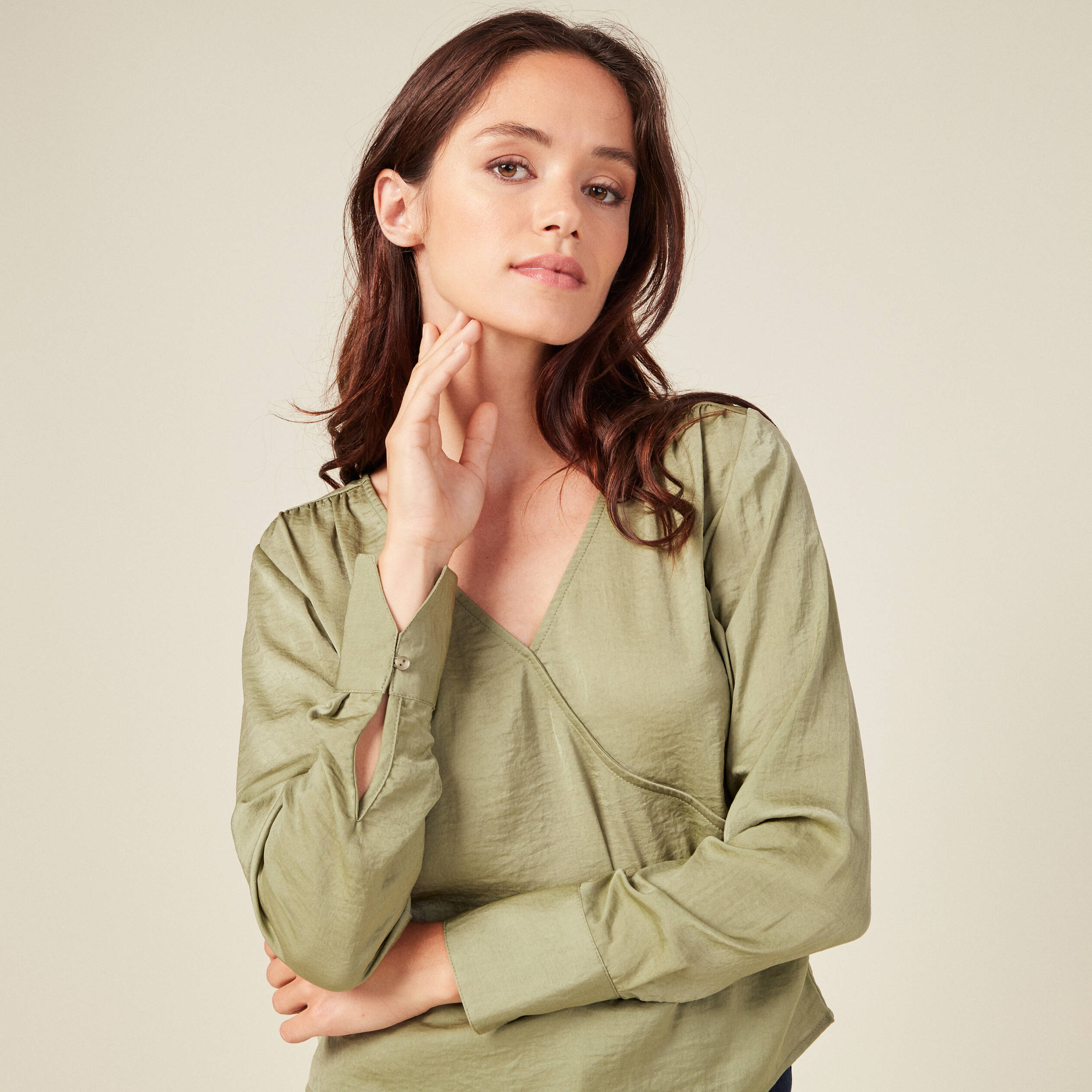 Blouse kaki on sale femme