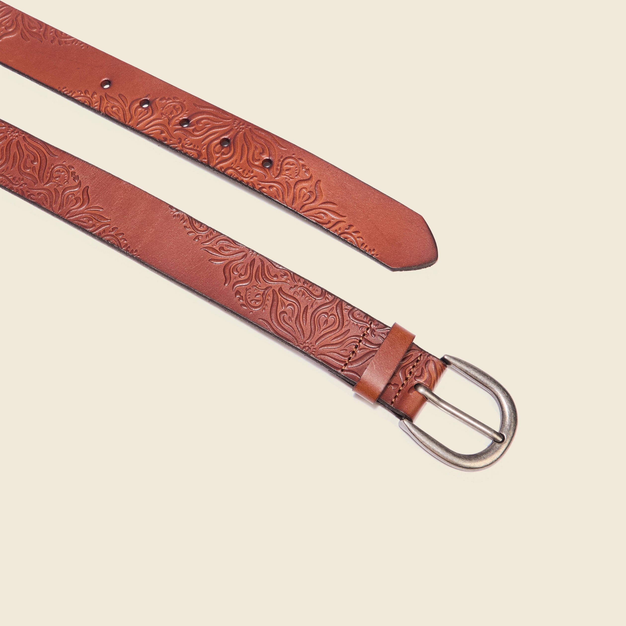 Ceinture emboss&eacute;e marron homme