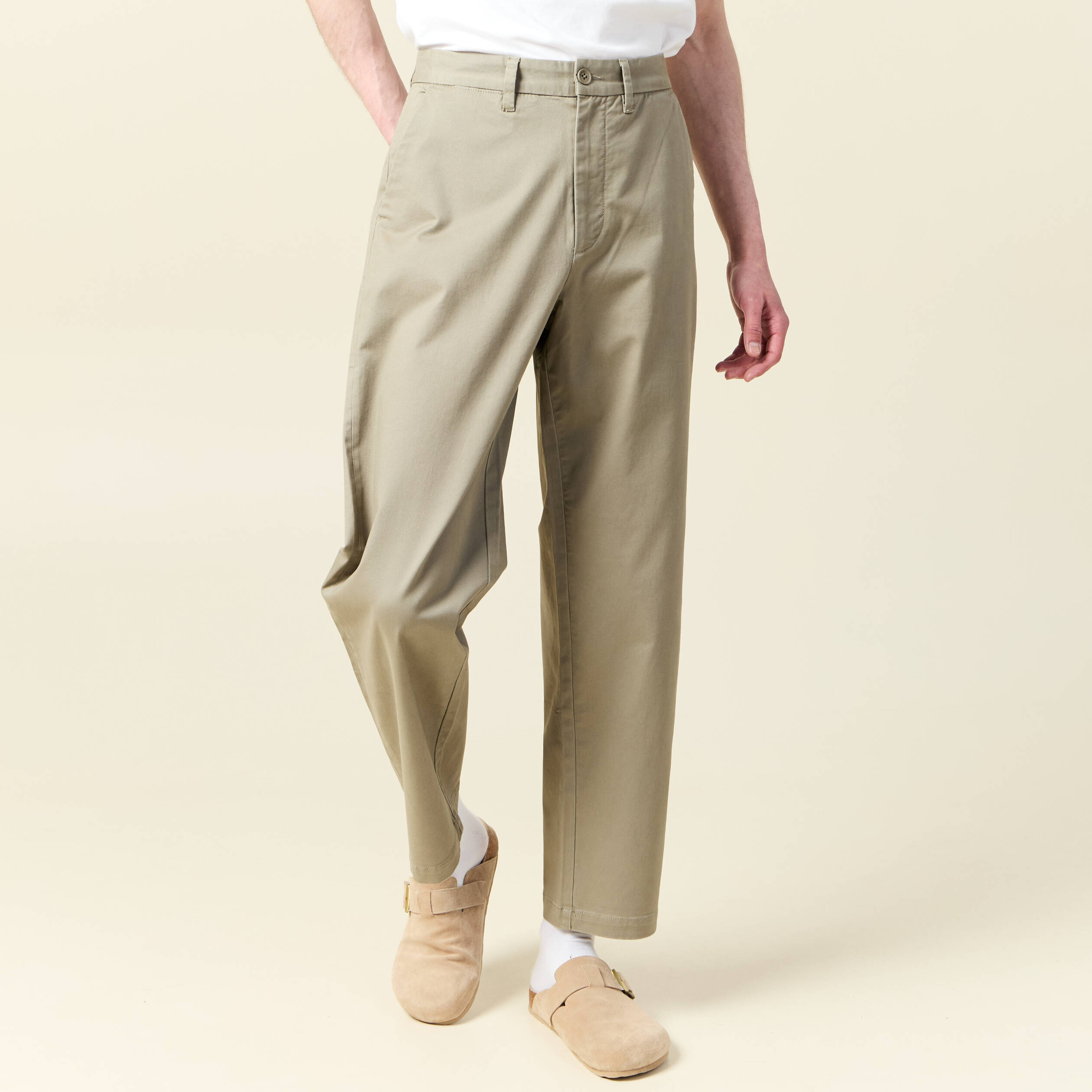 Chino coupe straight vert kaki homme