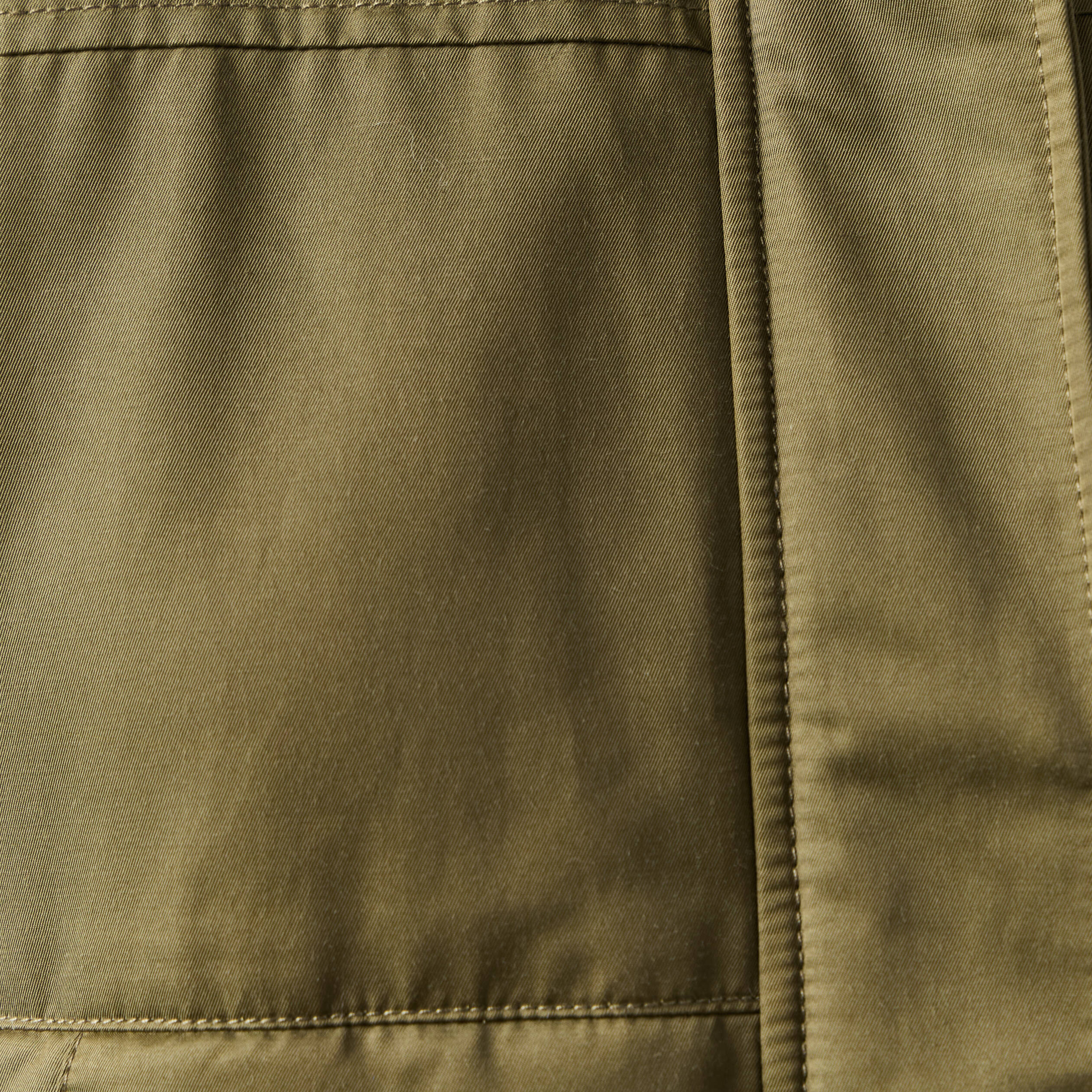 Parka droite à capuche vert kaki femme