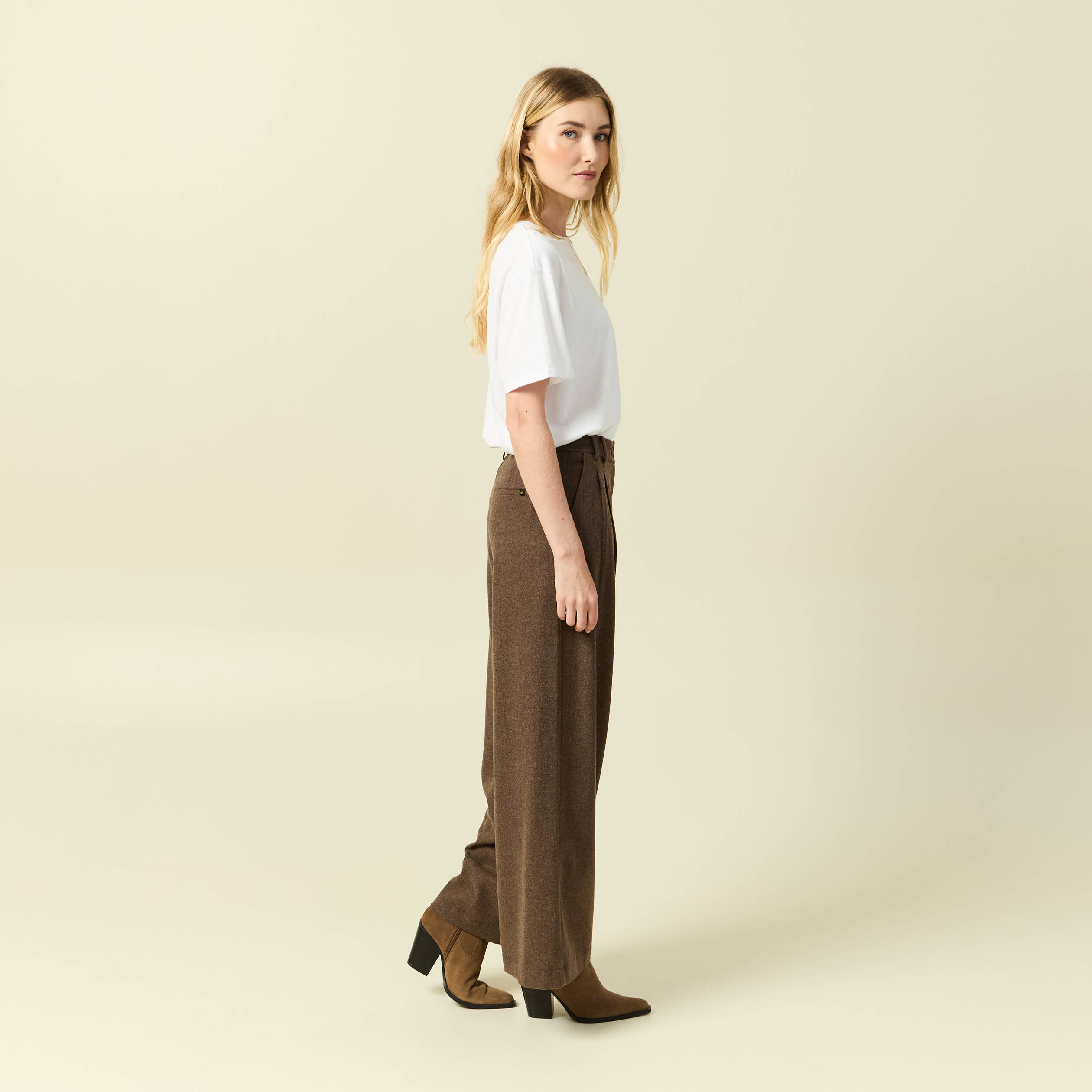 Taille Haute Pantalon Marron FoncÃ© Pantalon Bootcut Taille Haute