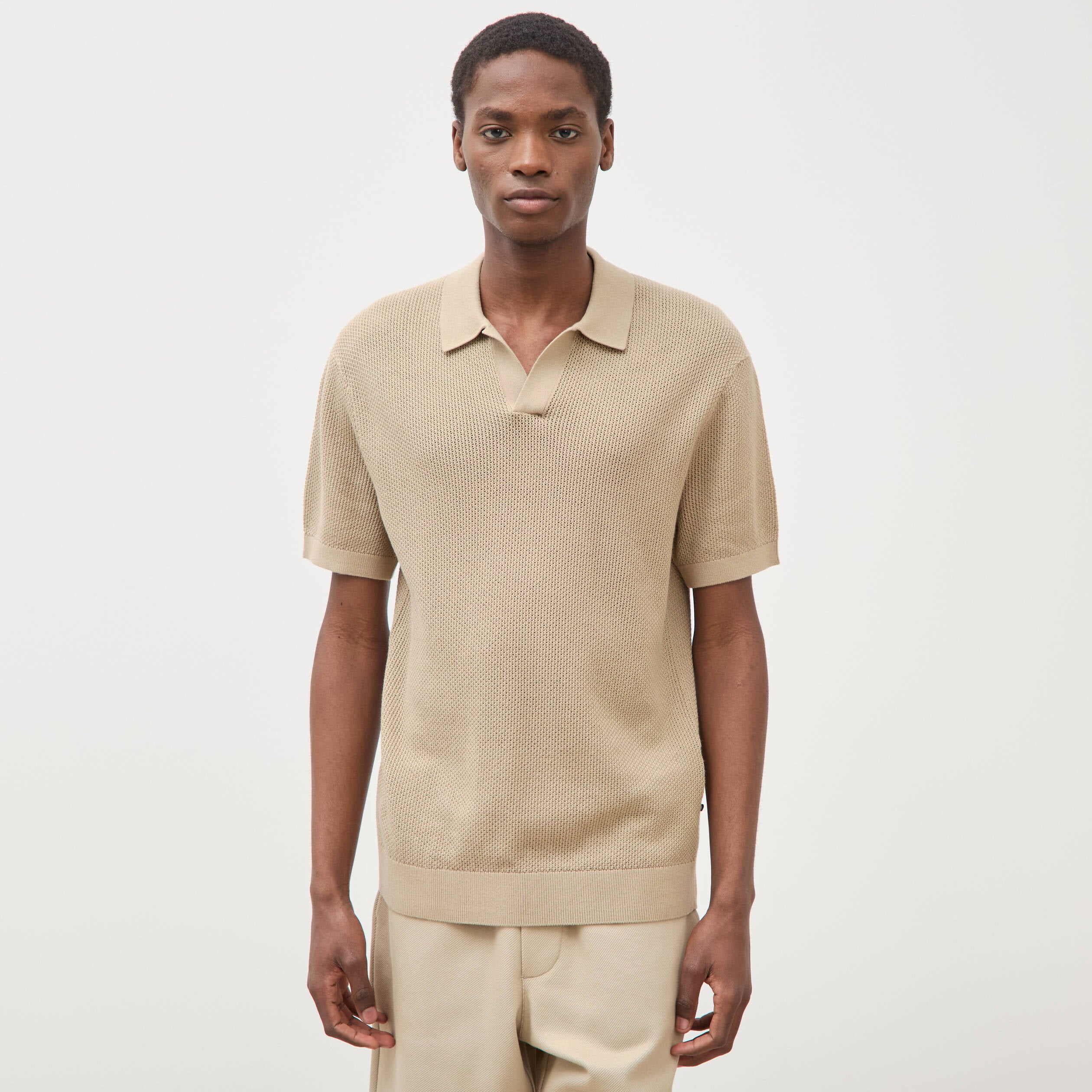 Polo manches courtes beige homme