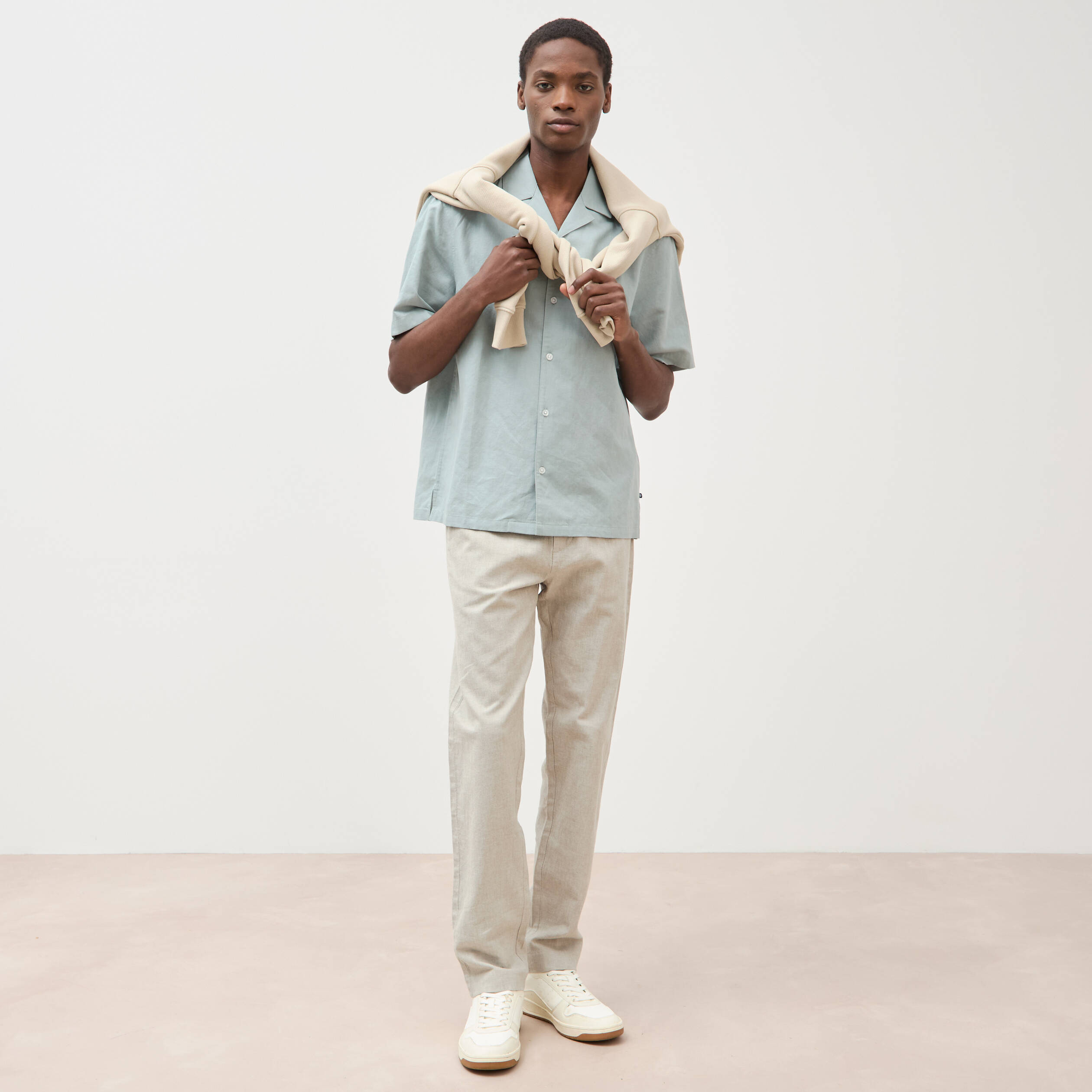 Chemise boyfriend manches courtes vert clair homme